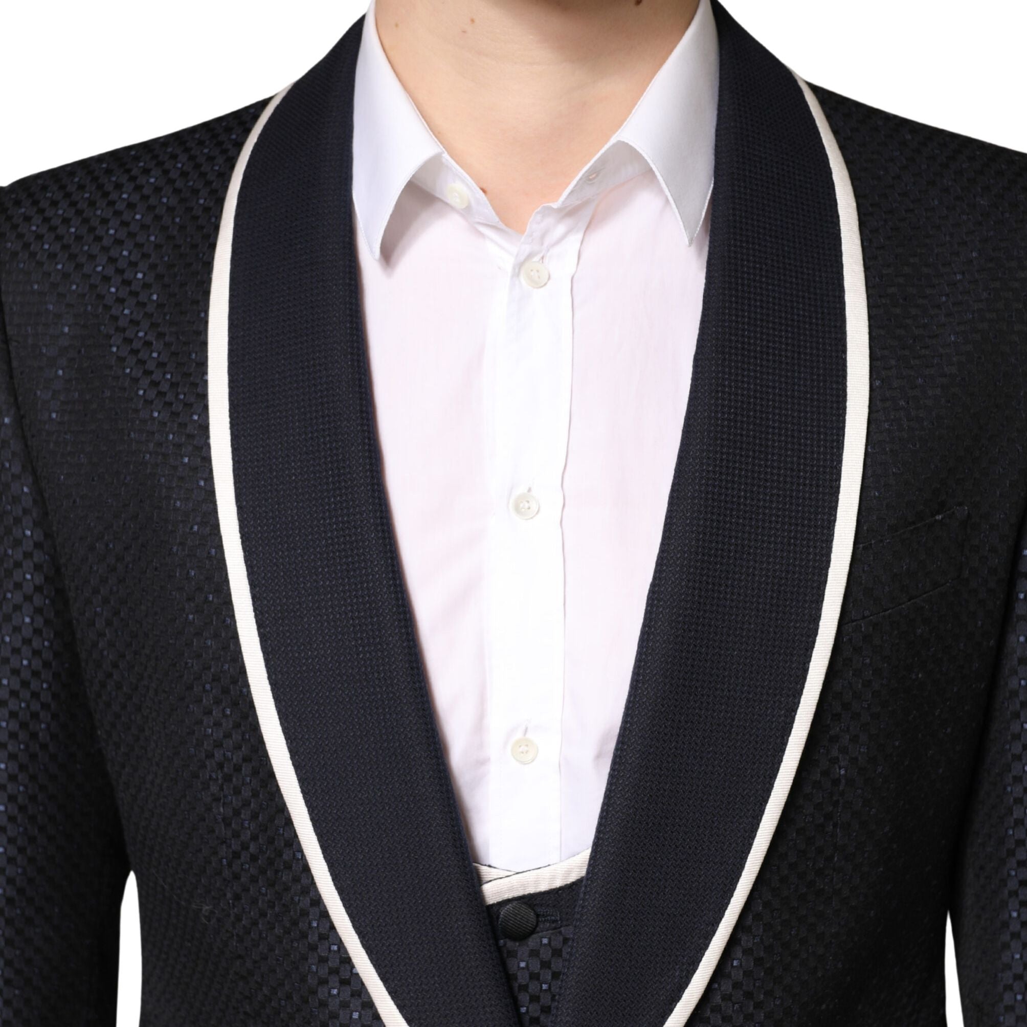 Dolce & Gabbana Black White Single Breasted SICILIA Men 3 Piece Suit
