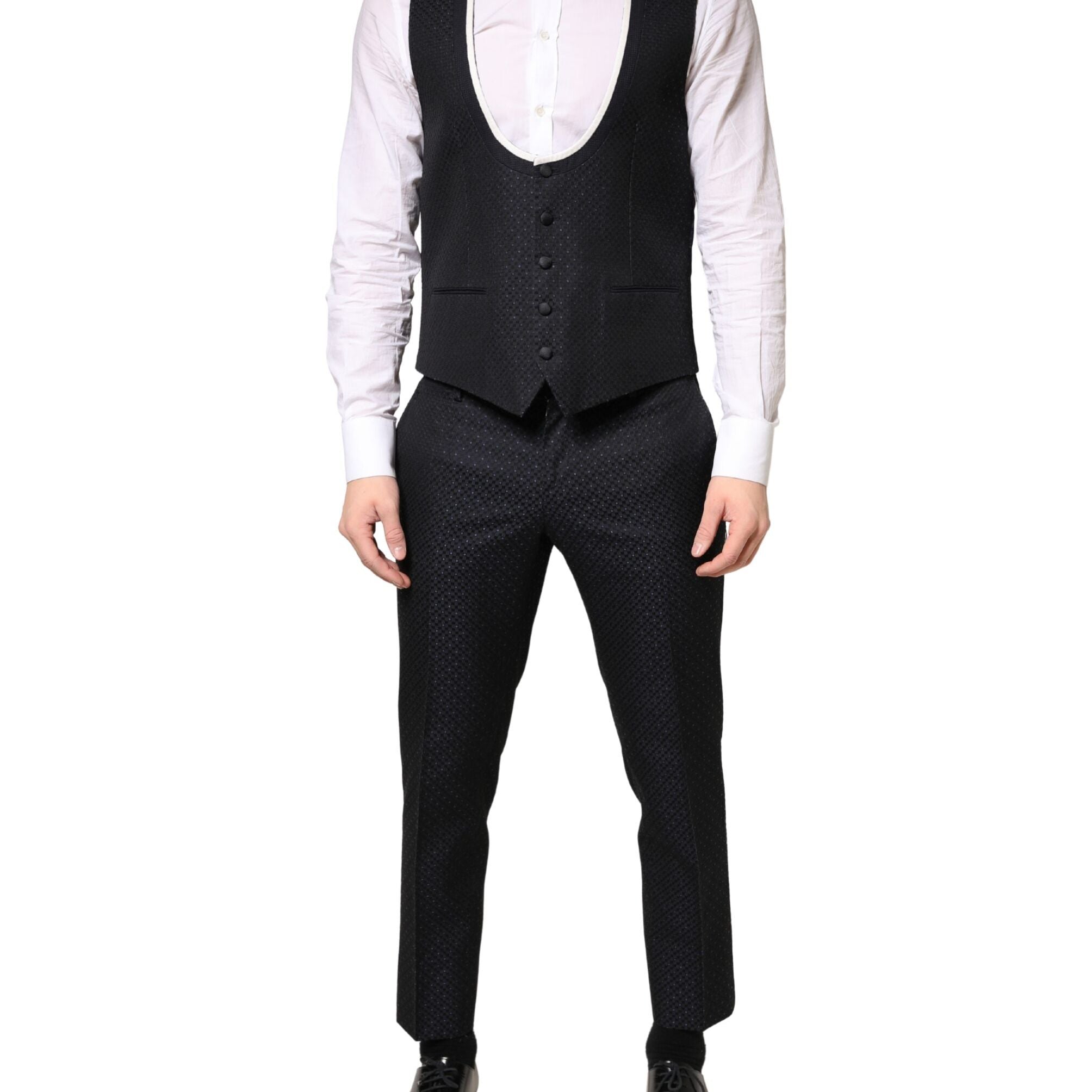 Dolce & Gabbana Black White Single Breasted SICILIA Men 3 Piece Suit