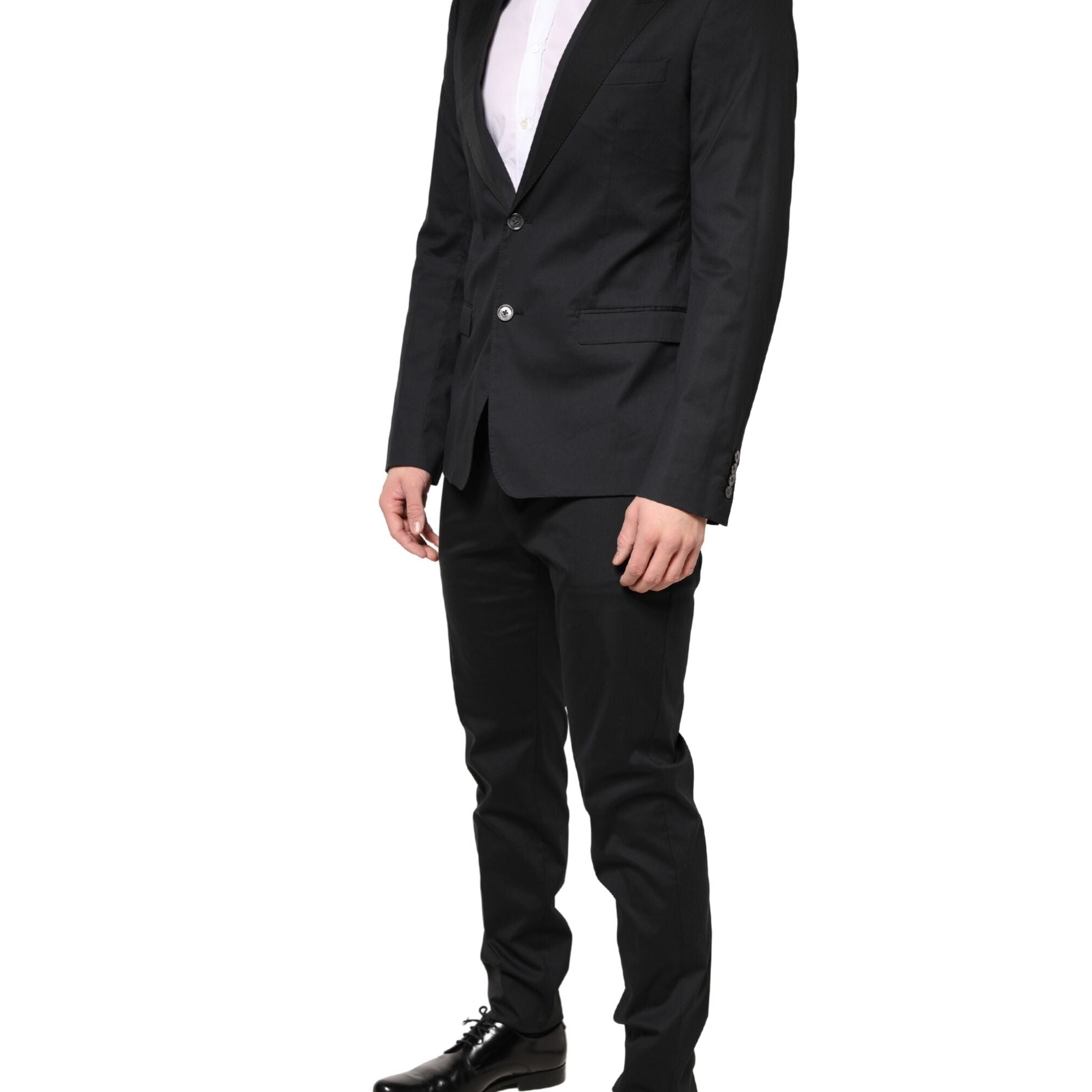 Dolce & Gabbana Black Cotton Single Breasted 2 Piece Suit
