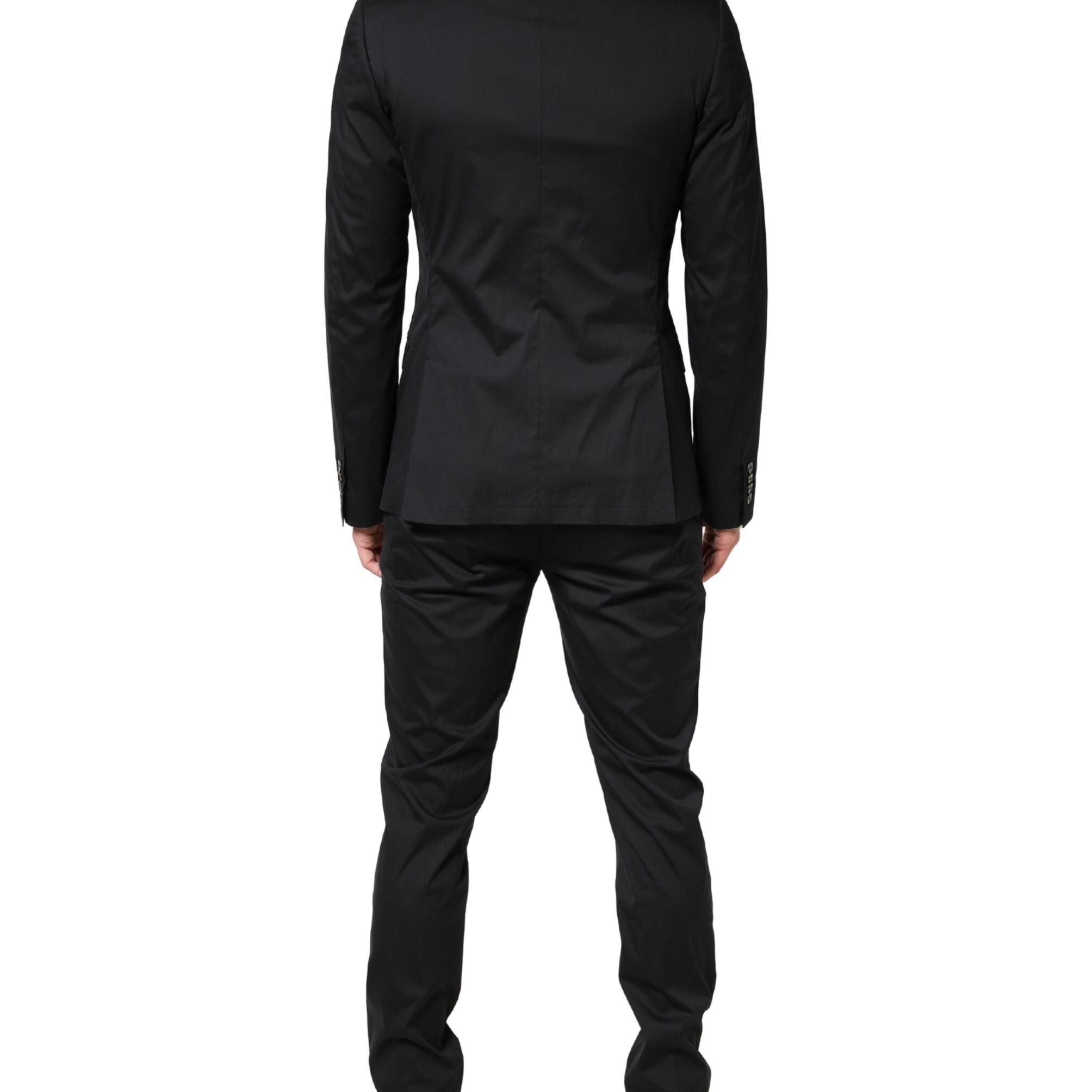 Dolce & Gabbana Black Cotton Single Breasted 2 Piece Suit