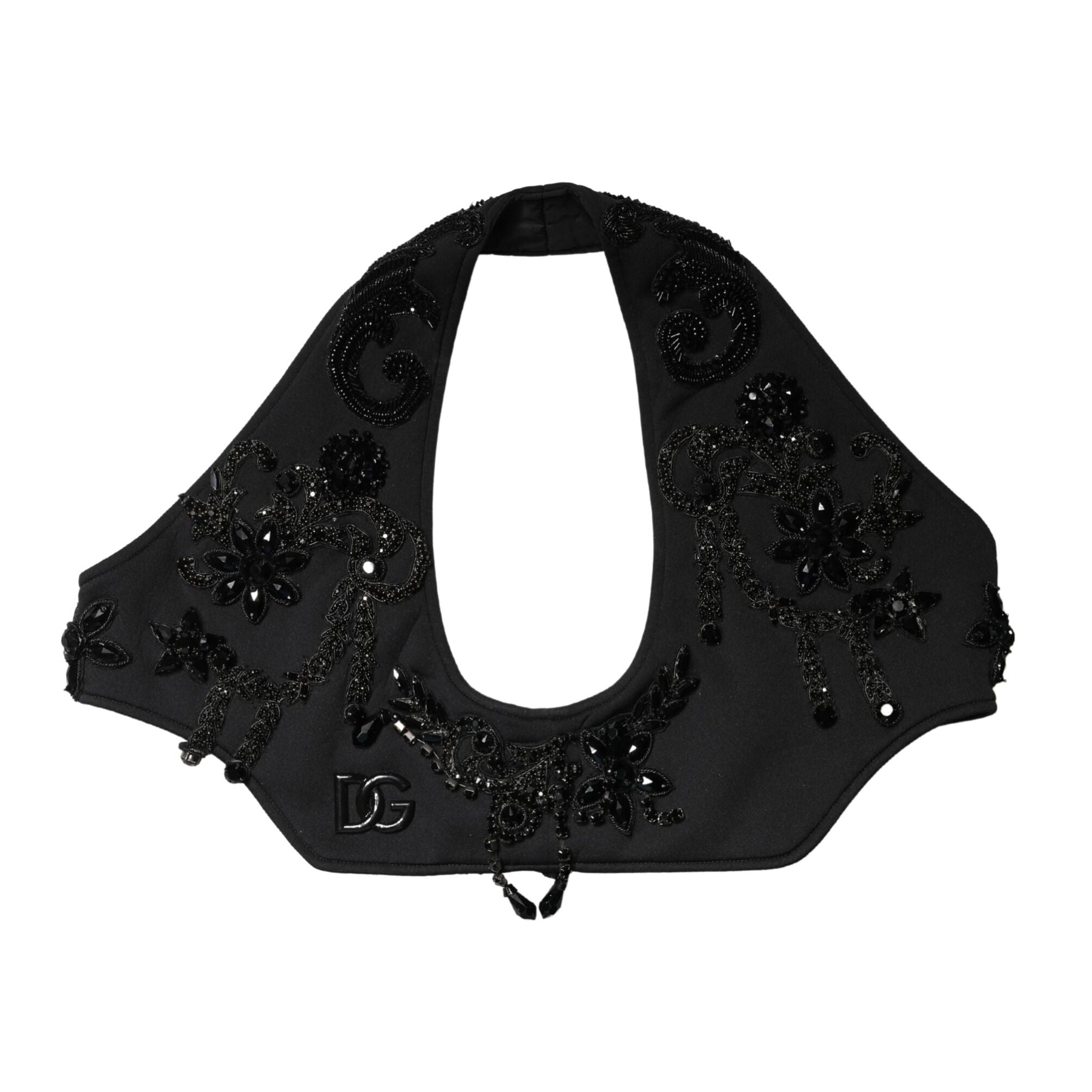 Dolce & Gabbana Black Crystal Embellished Crop Waistcoat One Size Vest