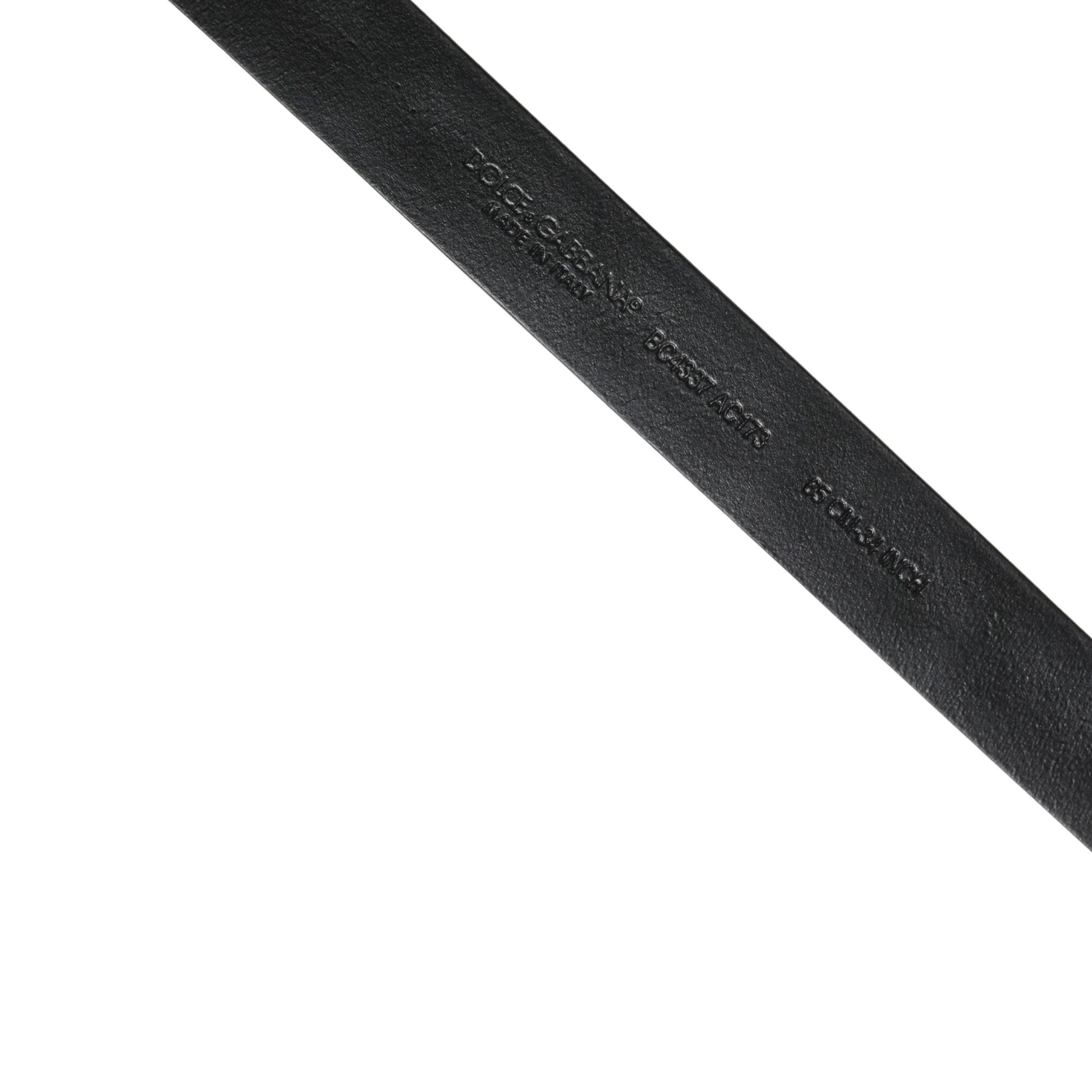 Dolce & Gabbana Black Leather Studded Silver Tone Buckle Belt