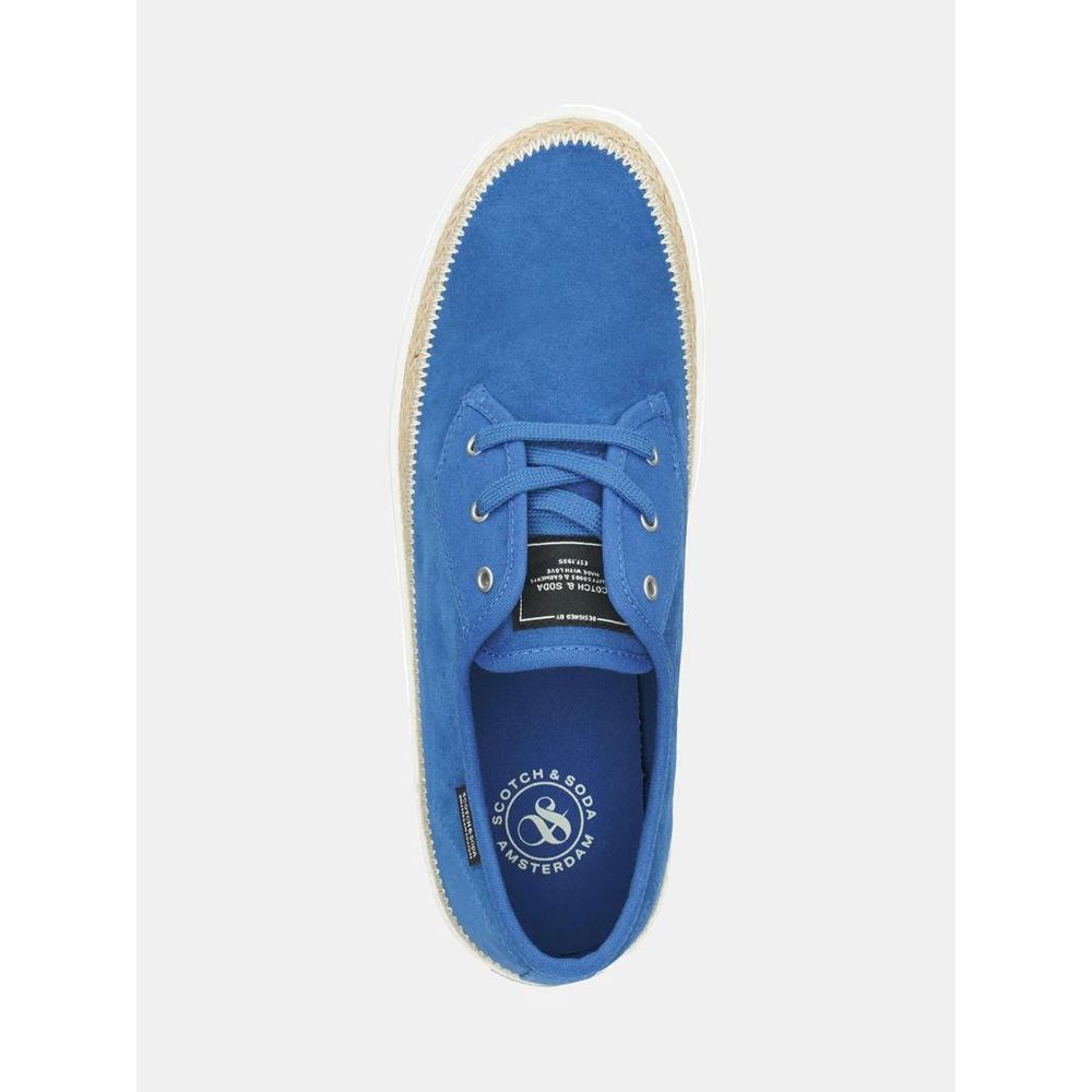 Scotch & Soda Blue Leather Low Top Sneakers