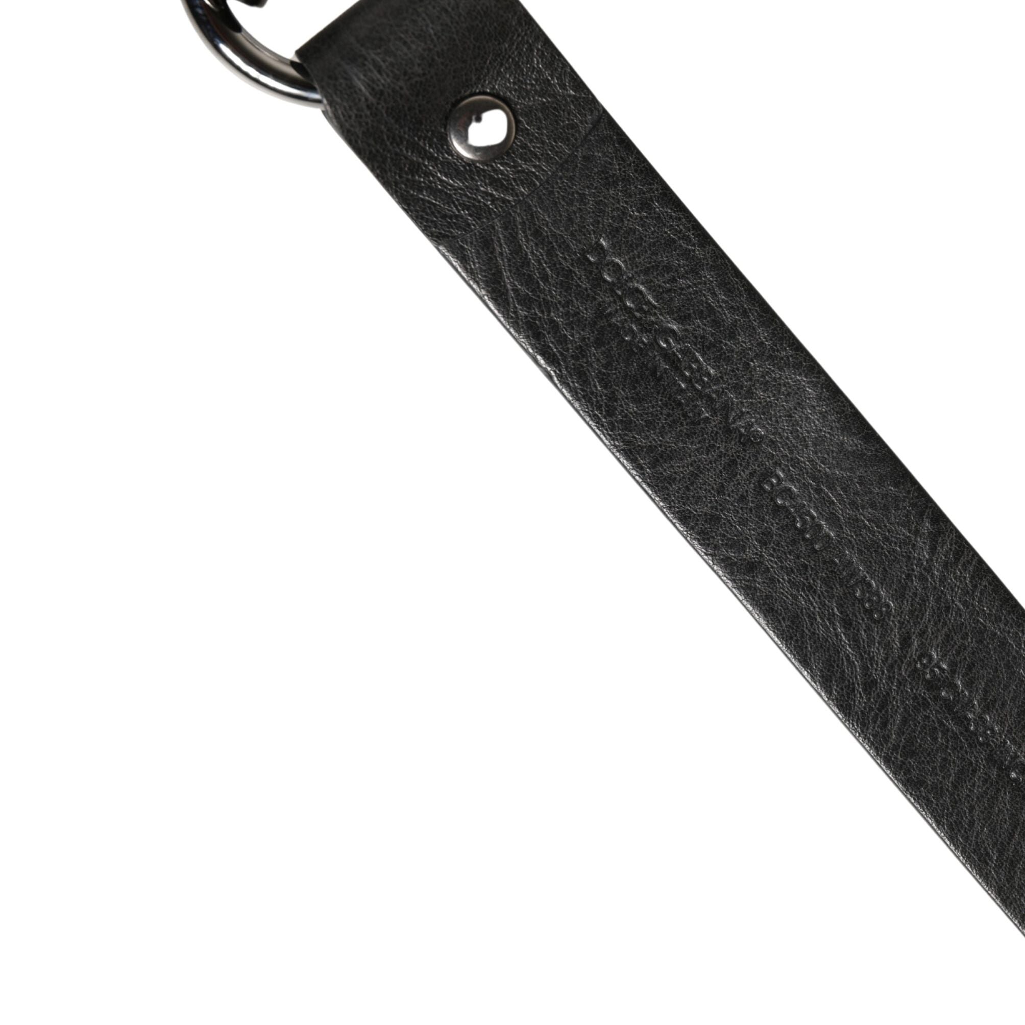 Dolce & Gabbana Black Leather Silver Chain Waist Men Belt