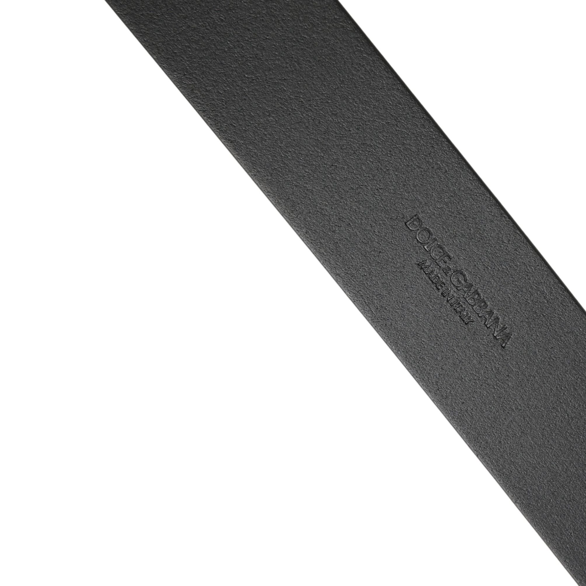 Dolce & Gabbana Black Calf Leather Silver Metal Buckle Belt