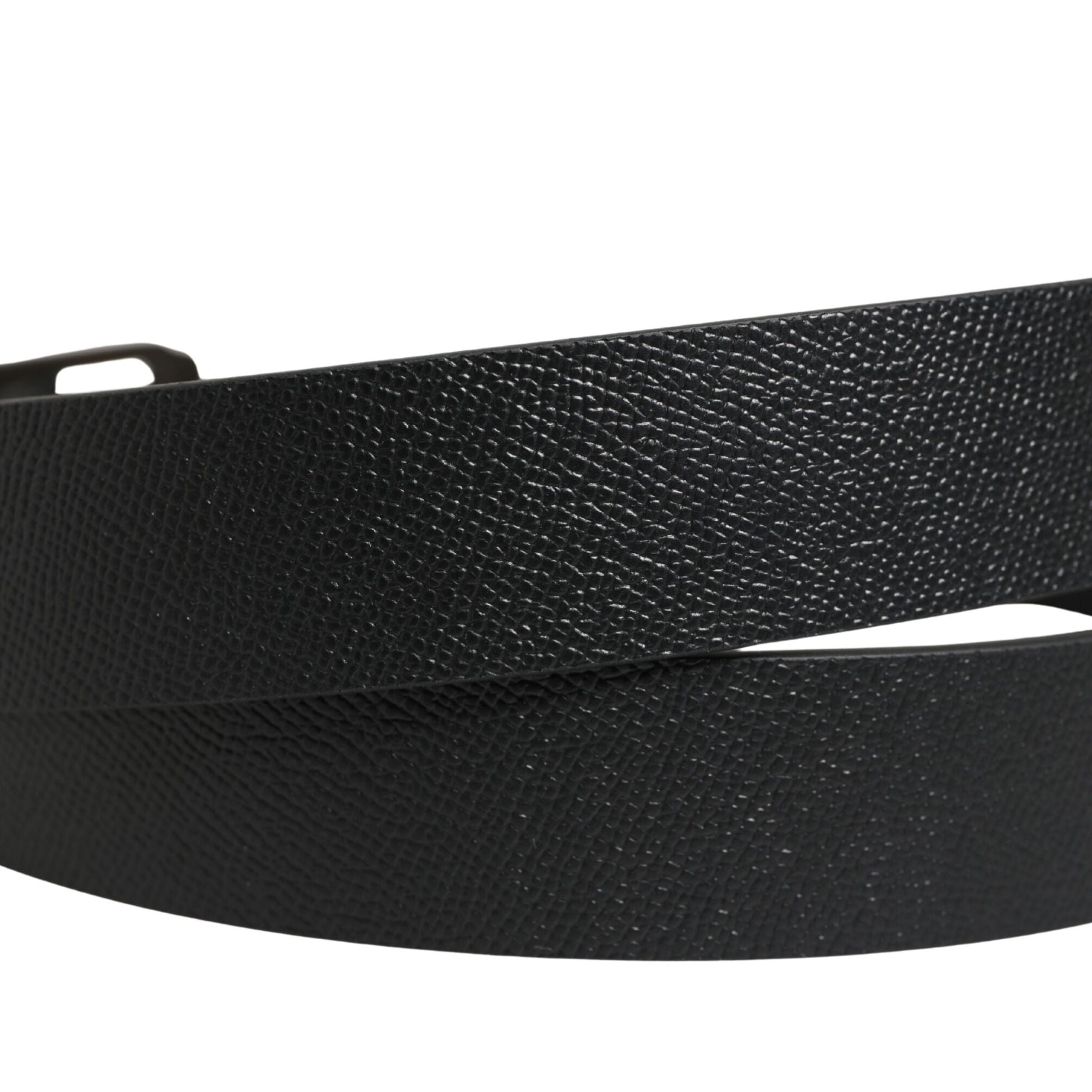 Dolce & Gabbana Black Calf Leather Gold Metal Buckle  Belt