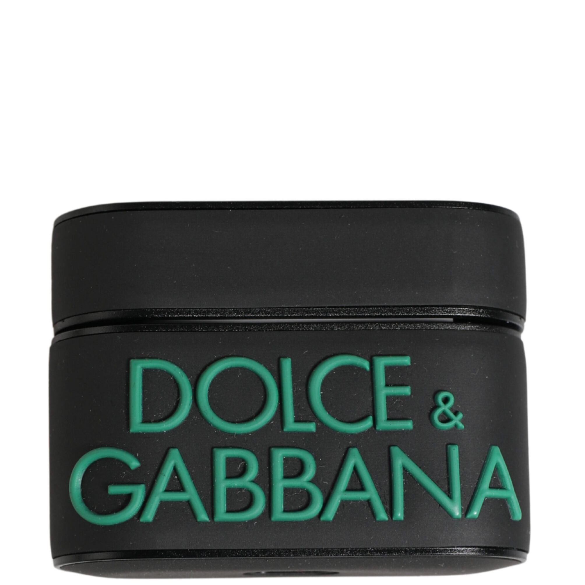 Dolce & Gabbana Black PVC Embossed Logo Flip Holder Women Airpods Case