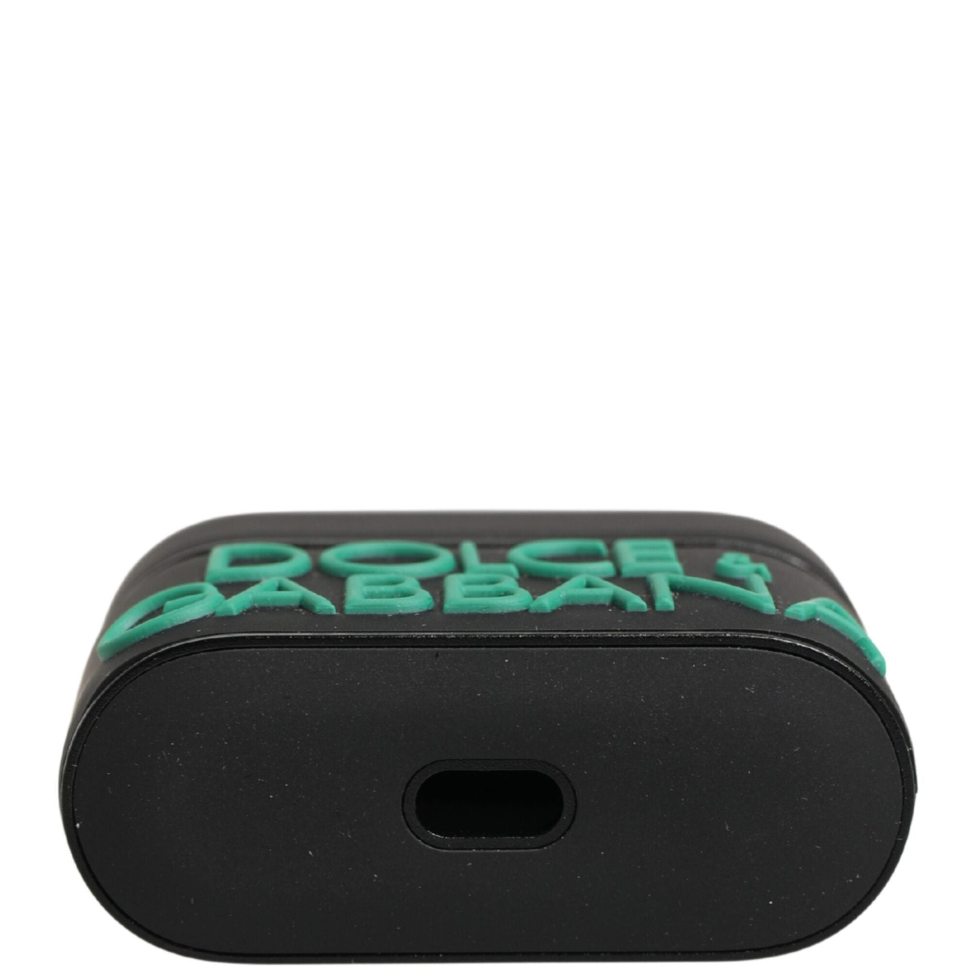 Dolce & Gabbana Black PVC Embossed Logo Flip Holder Women Airpods Case
