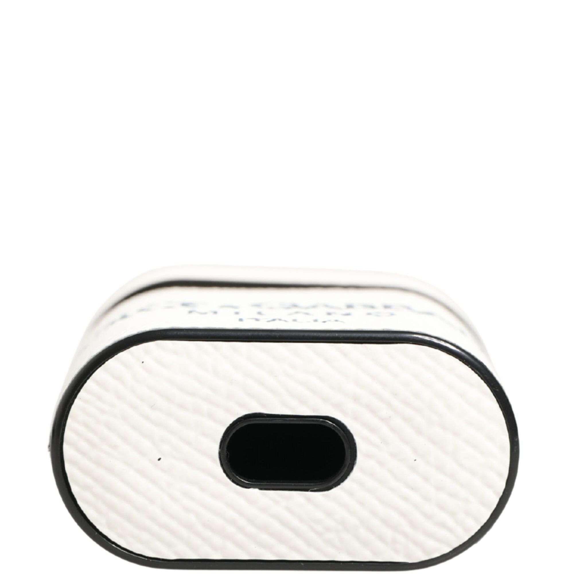 Dolce & Gabbana White Calf Leather Logo Flip Holder Strap Airpods Case