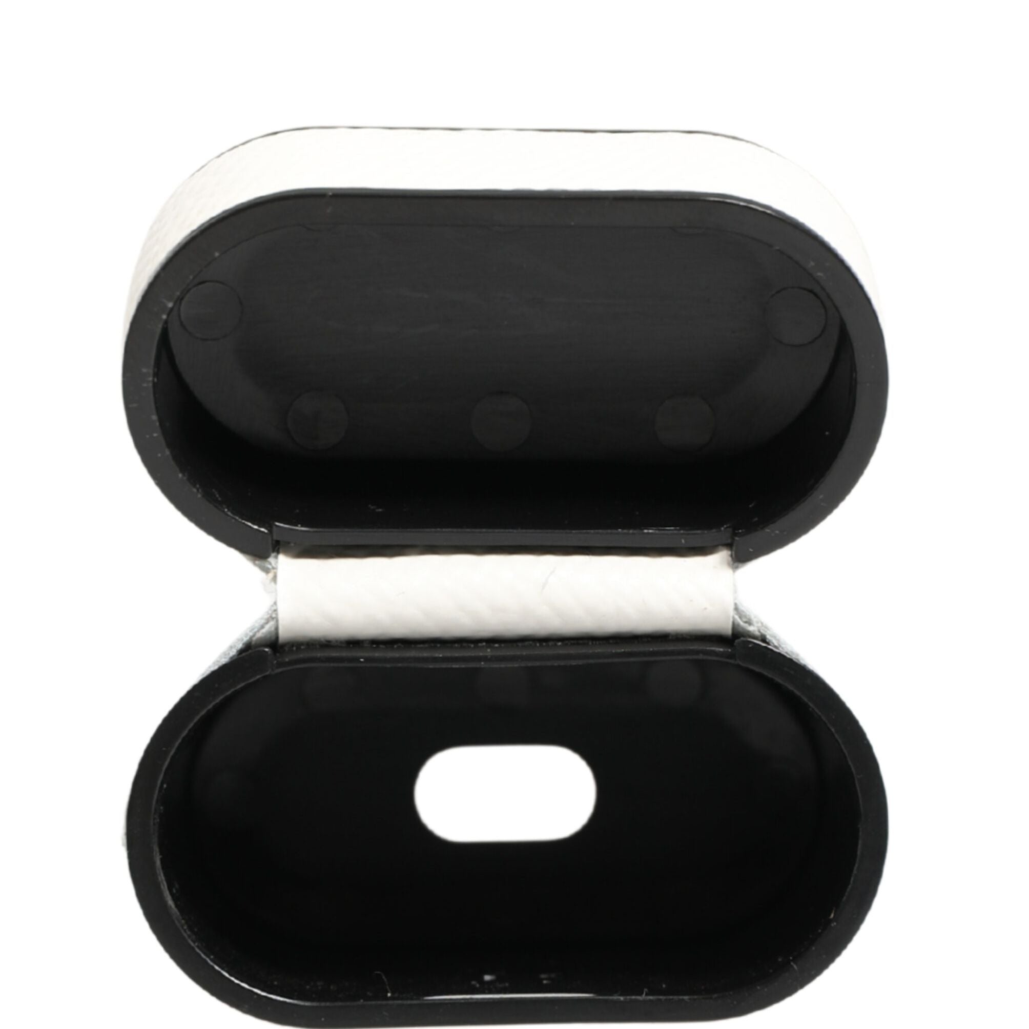 Dolce & Gabbana White Calf Leather Logo Flip Holder Strap Airpods Case