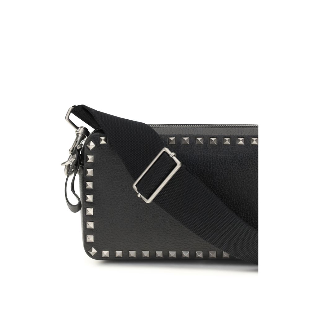 Valentino Garavani Black Calf Leather Bos Taurus Shoulder Bag