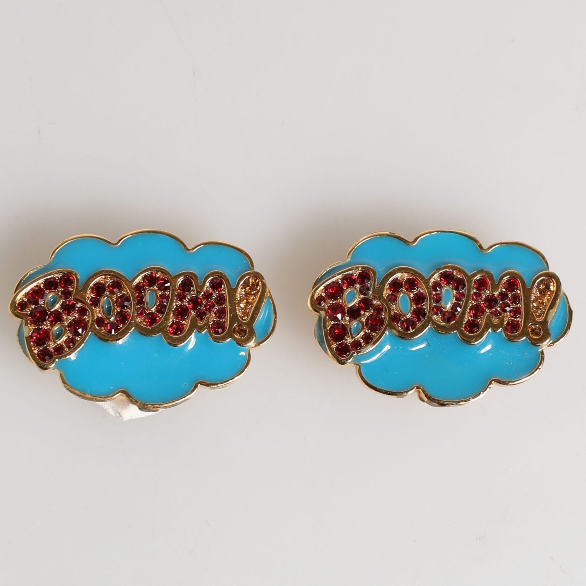 Dolce & Gabbana Gold Brass BOOM Cartoon Crystal Clip-On Women