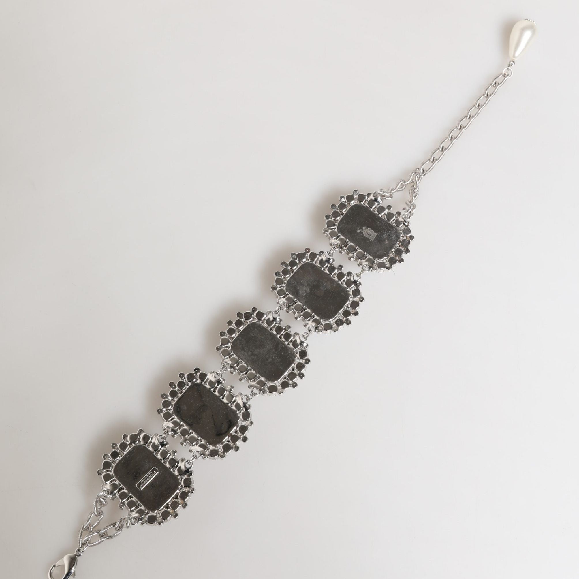 Dolce & Gabbana Silver Tone Brass Chain Crystal Embellished Bracelet