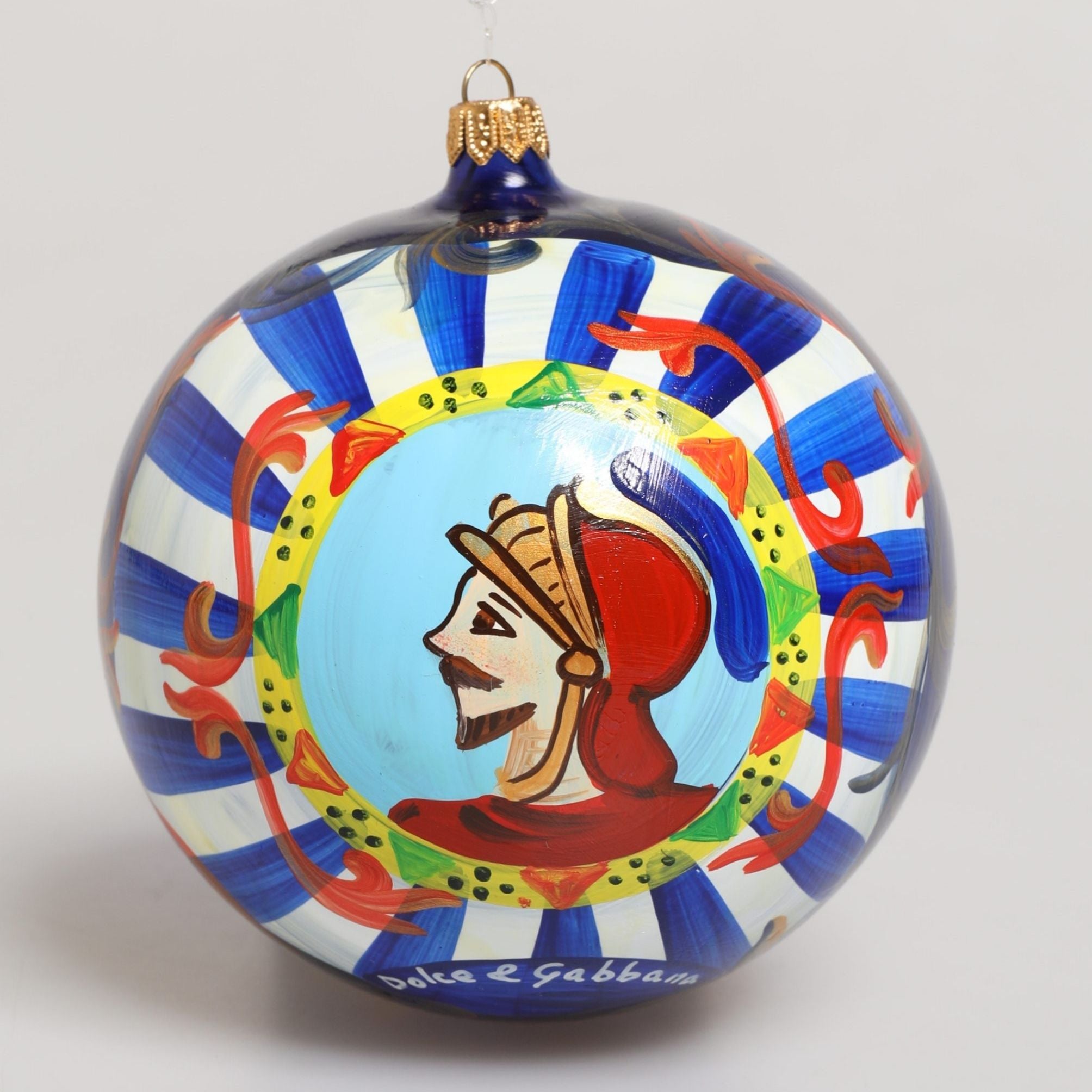 Dolce & Gabbana Multicolor Hand Painted Sicilian Ornament Christmas Ball