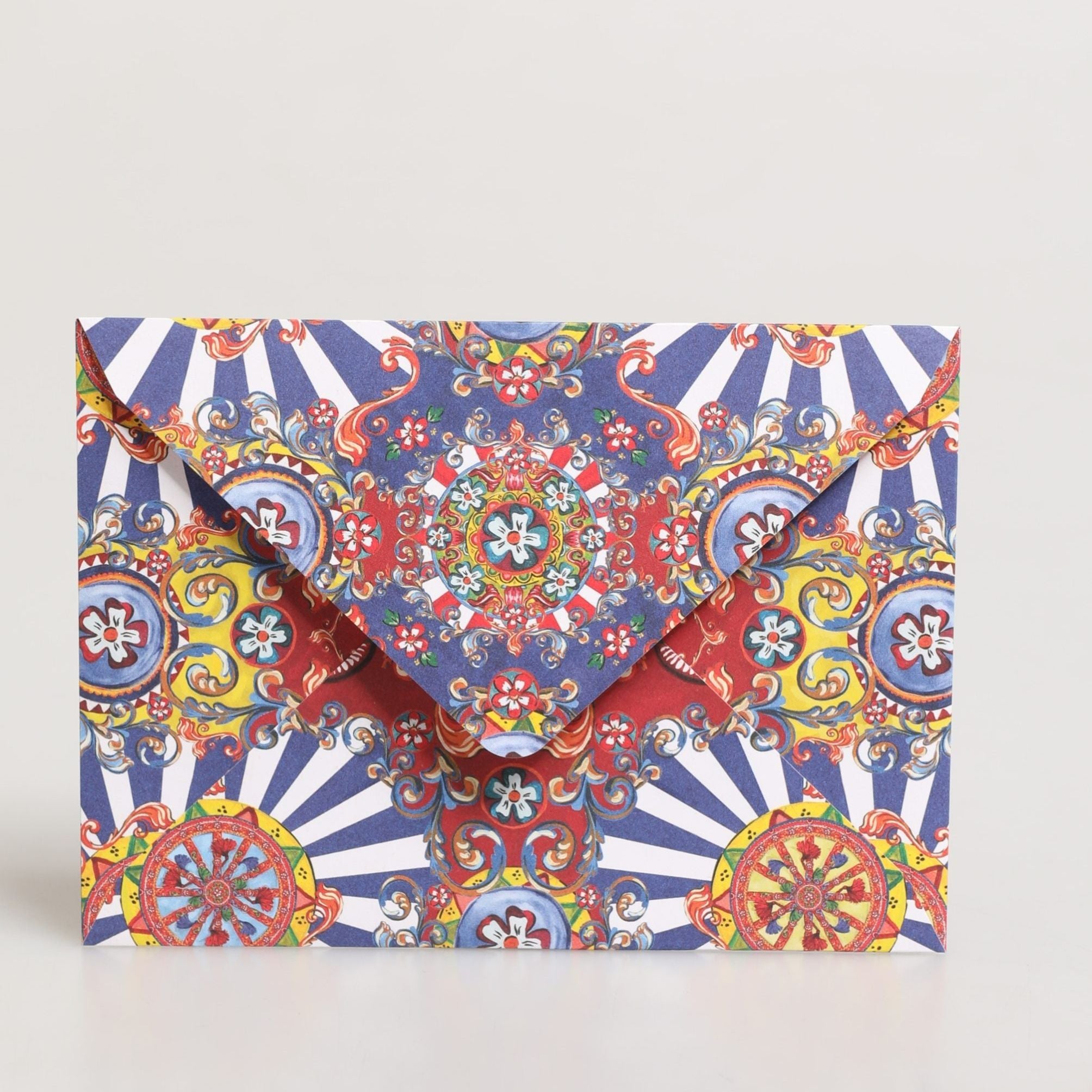 Dolce & Gabbana Multicolor Carretto Siciliano Envelope Post Card Holder