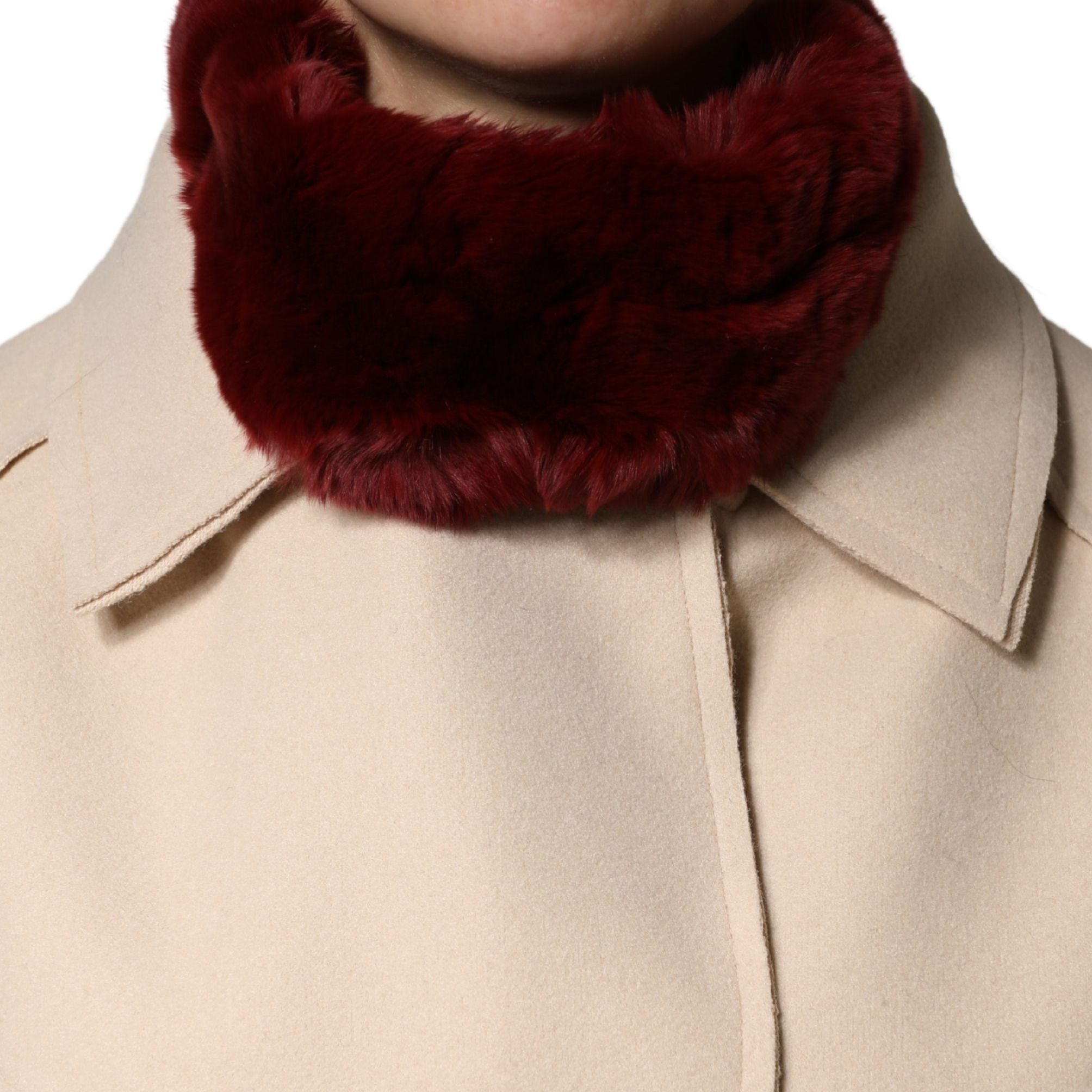 Dolce & Gabbana Red Lamb Fur Collar Women Neck Wrap 50cm x 8cm Scarf