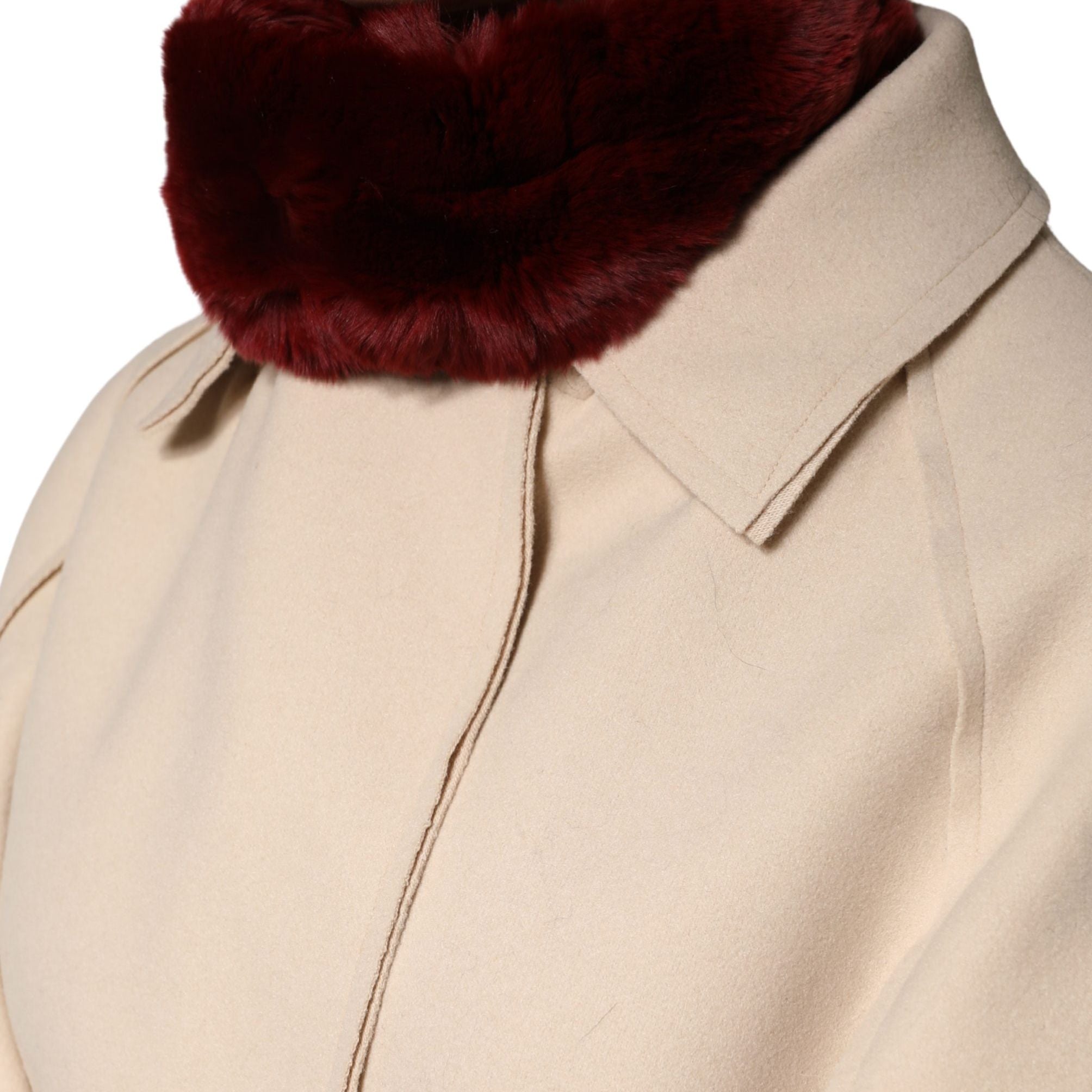 Dolce & Gabbana Red Lamb Fur Collar Women Neck Wrap 50cm x 8cm Scarf