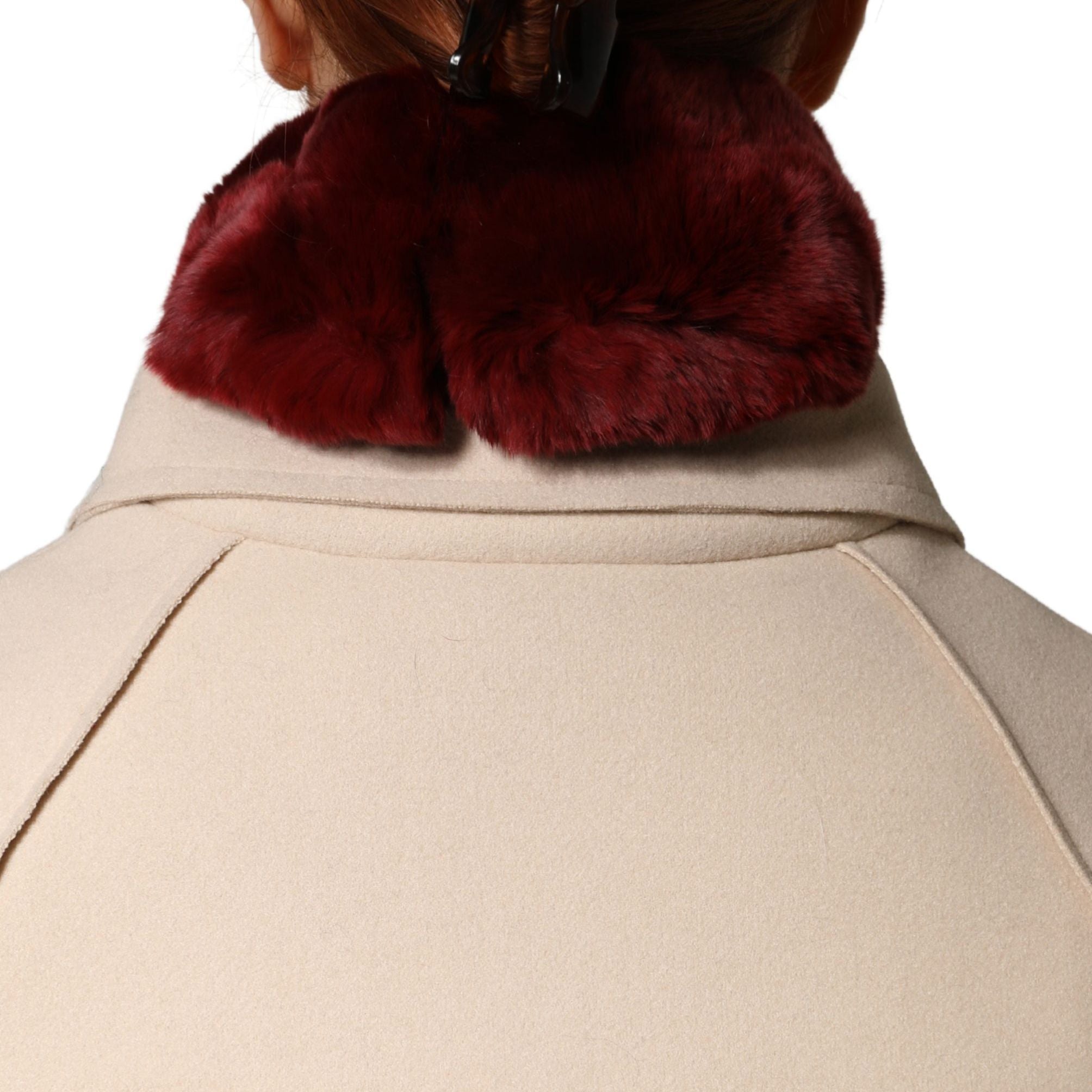 Dolce & Gabbana Red Lamb Fur Collar Women Neck Wrap 50cm x 8cm Scarf