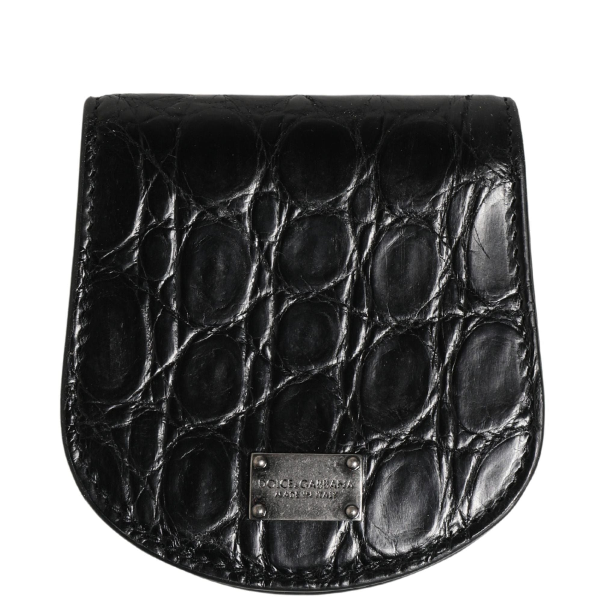 Dolce & Gabbana Black Exotic Skin Condom Case Holder Pocket Wallet