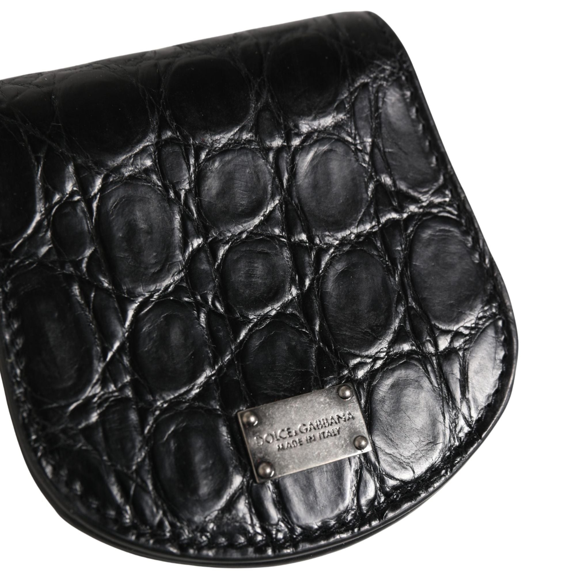 Dolce & Gabbana Black Exotic Skin Condom Case Holder Pocket Wallet