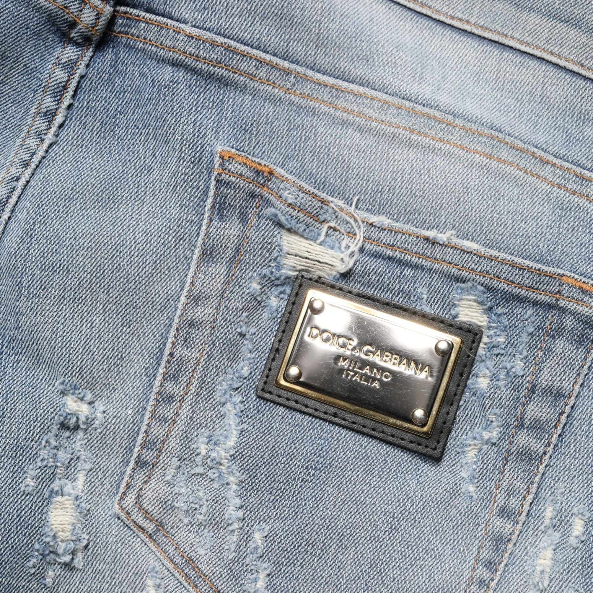 Dolce & Gabbana Light Blue Distressed Skinny Men Denim Jeans