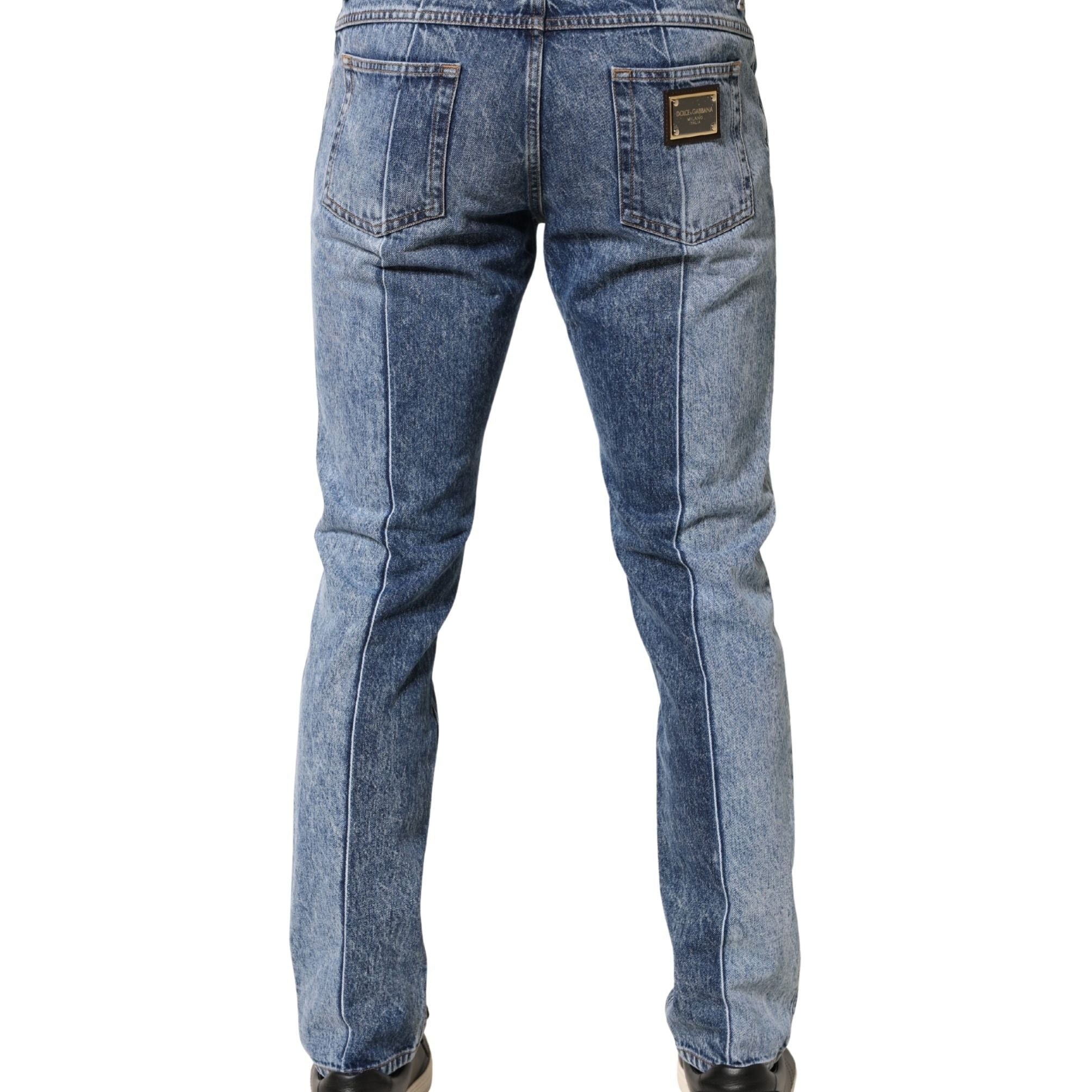 Dolce & Gabbana Two Tone Blue Cotton Regular Men Denim Jeans