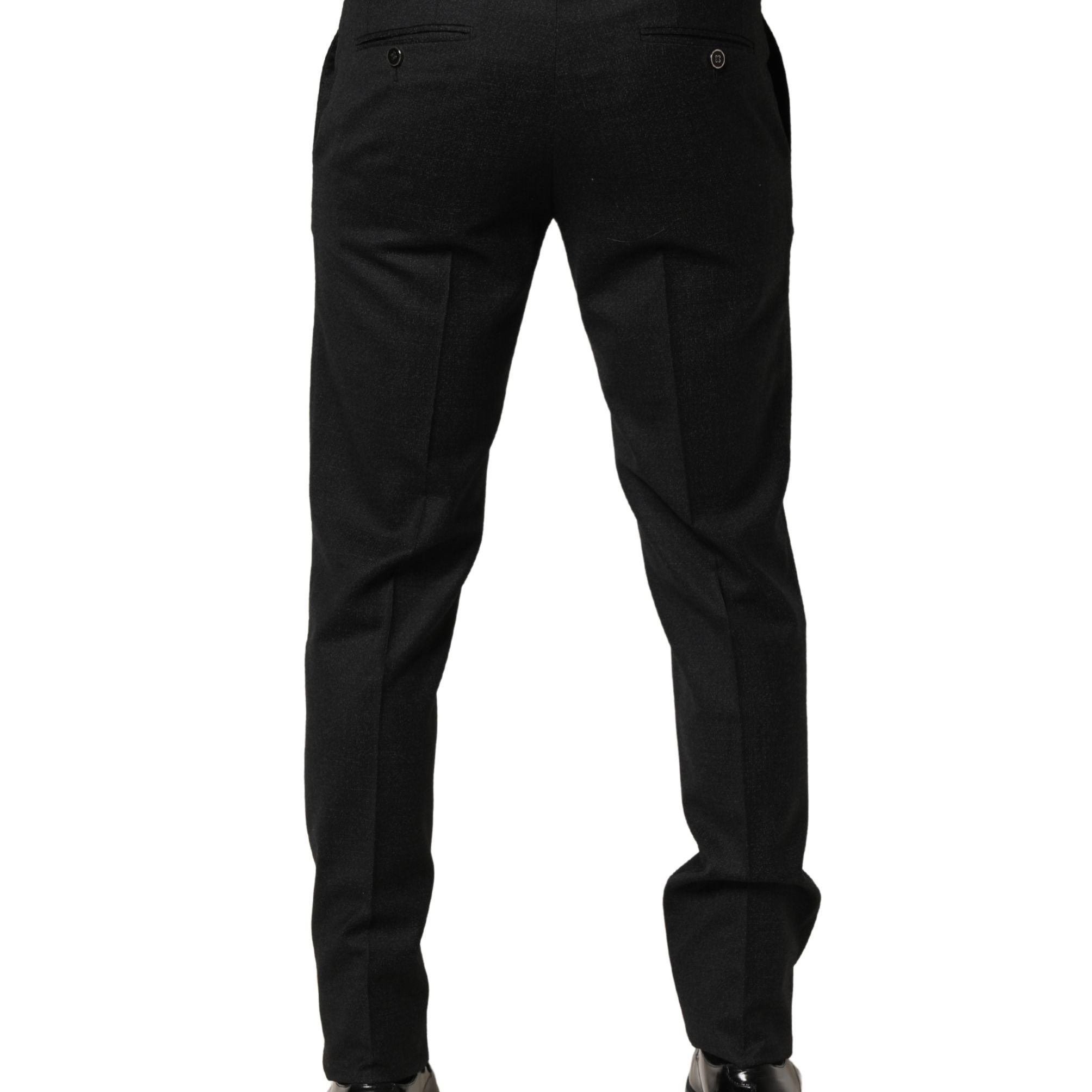 Dolce & Gabbana Black Wool Skinny Men Dress Trouser Pants