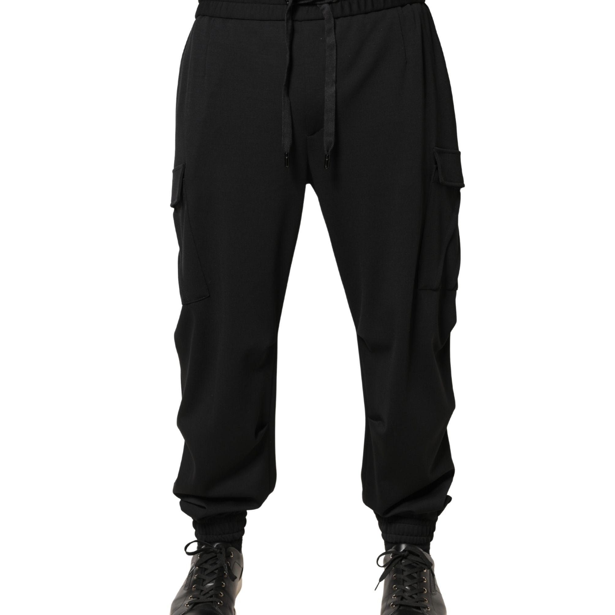 Dolce & Gabbana Black Polyester Cargo Jogger Men Trouser Pants