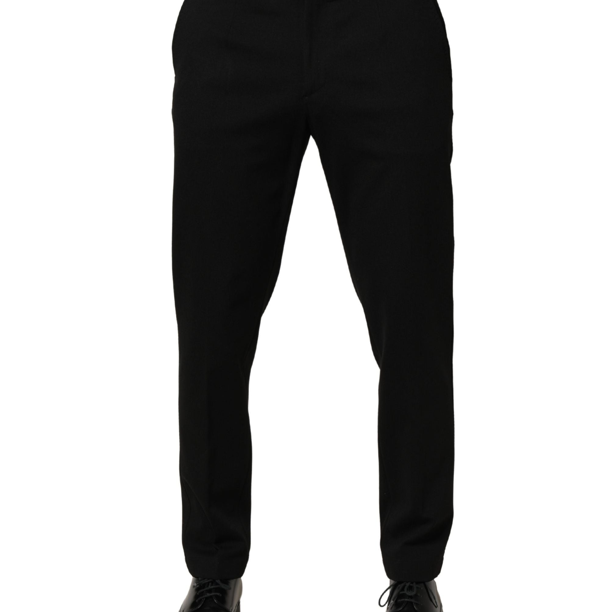 Dolce & Gabbana Black Wool Skinny Men Dress Trouser Pants