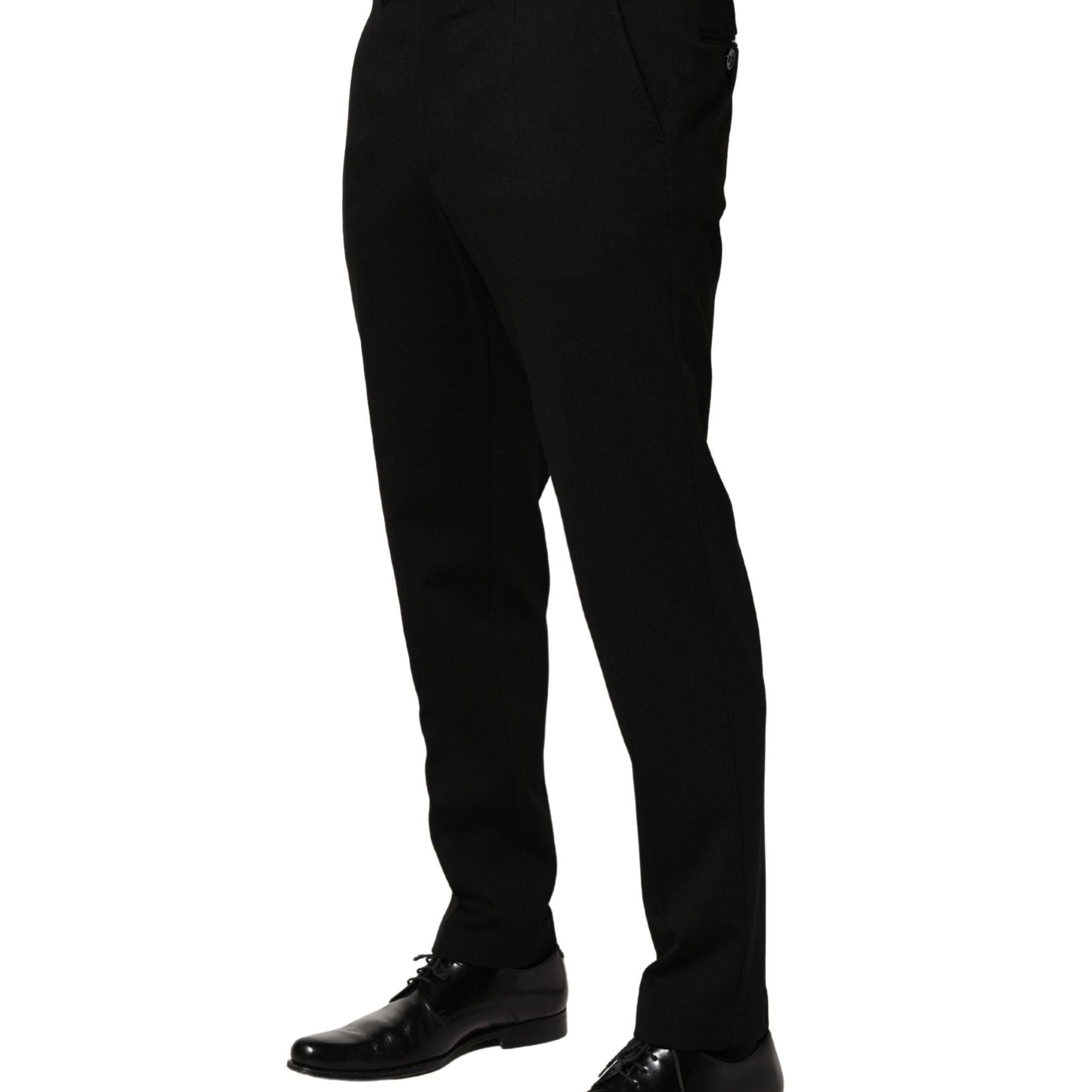 Dolce & Gabbana Black Wool Skinny Men Dress Trouser Pants