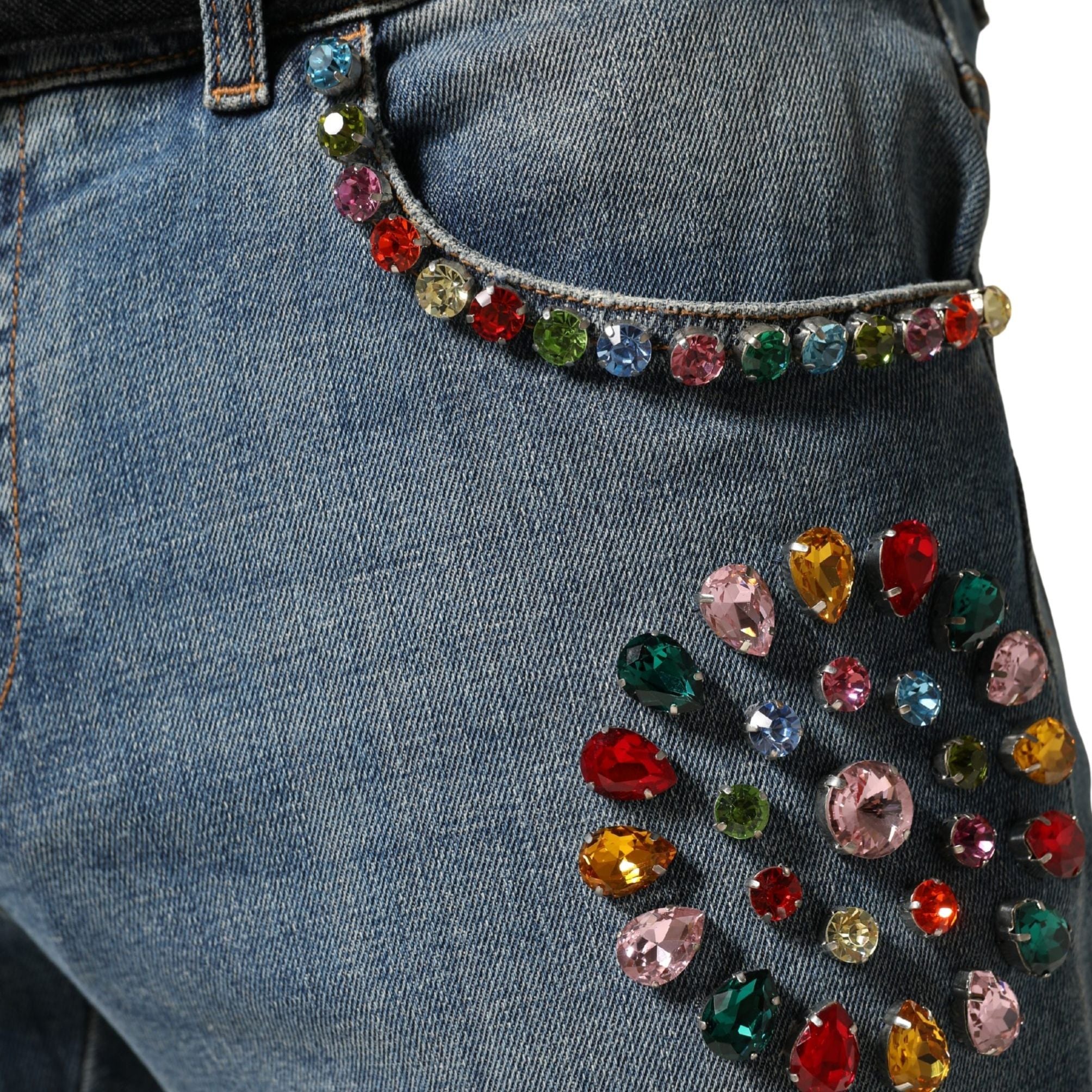 Dolce & Gabbana Blue Embellished Loose Cotton Men Denim Jeans