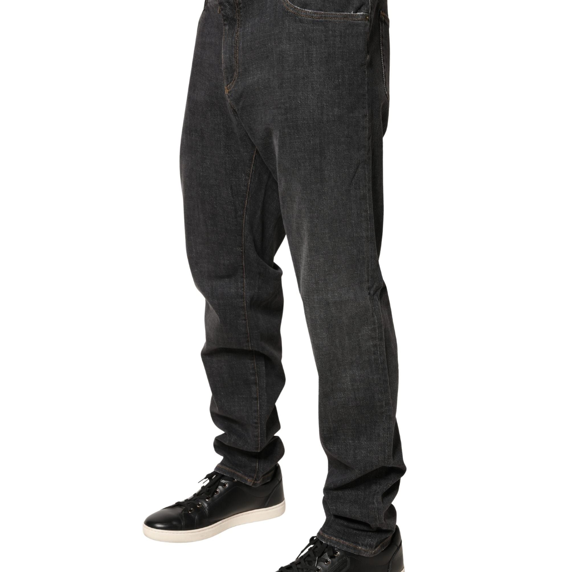 Dolce & Gabbana Dark Gray Slim Fit Cotton Men Denim Jeans