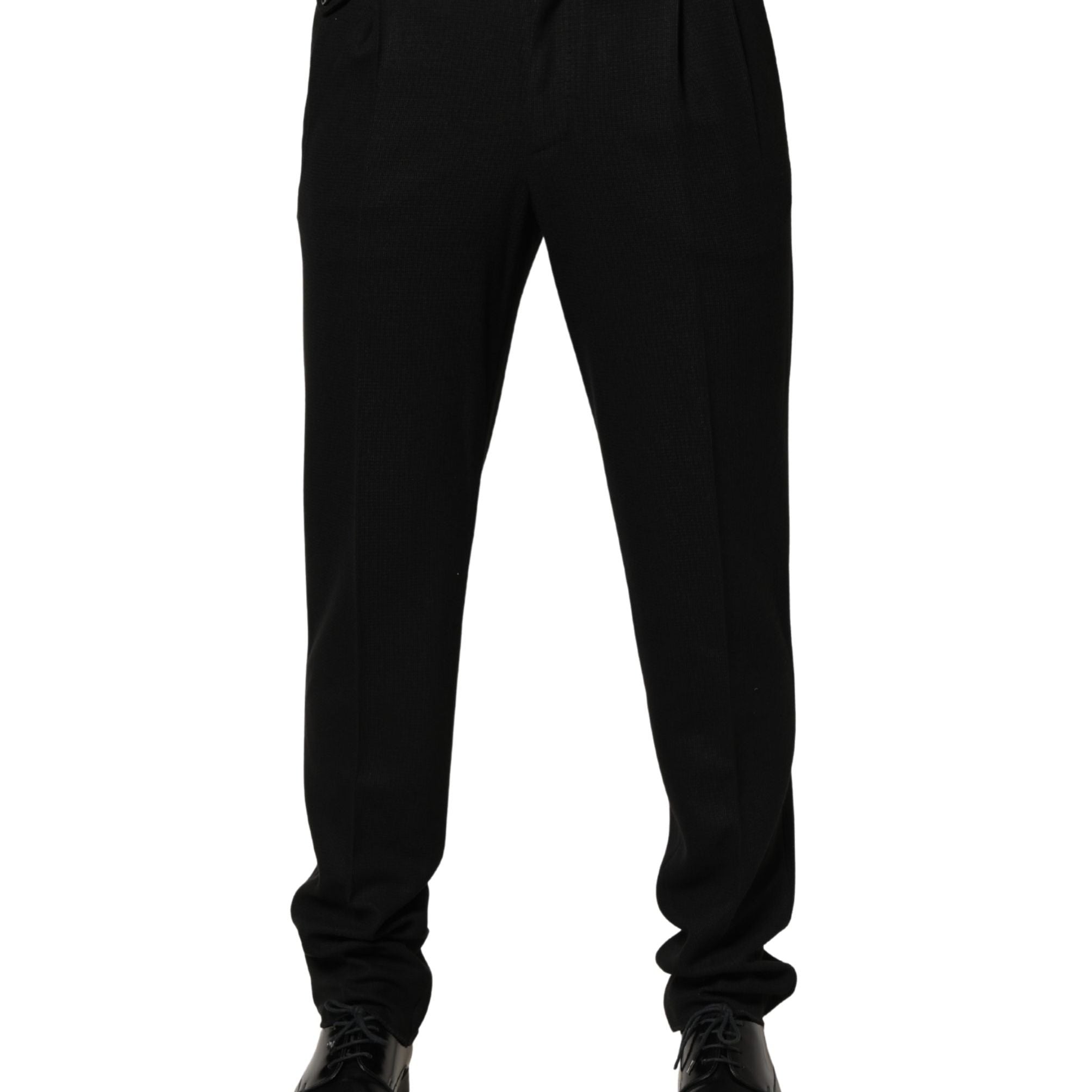 Dolce & Gabbana Black Wool Skinny Men Dress Trouser Pants