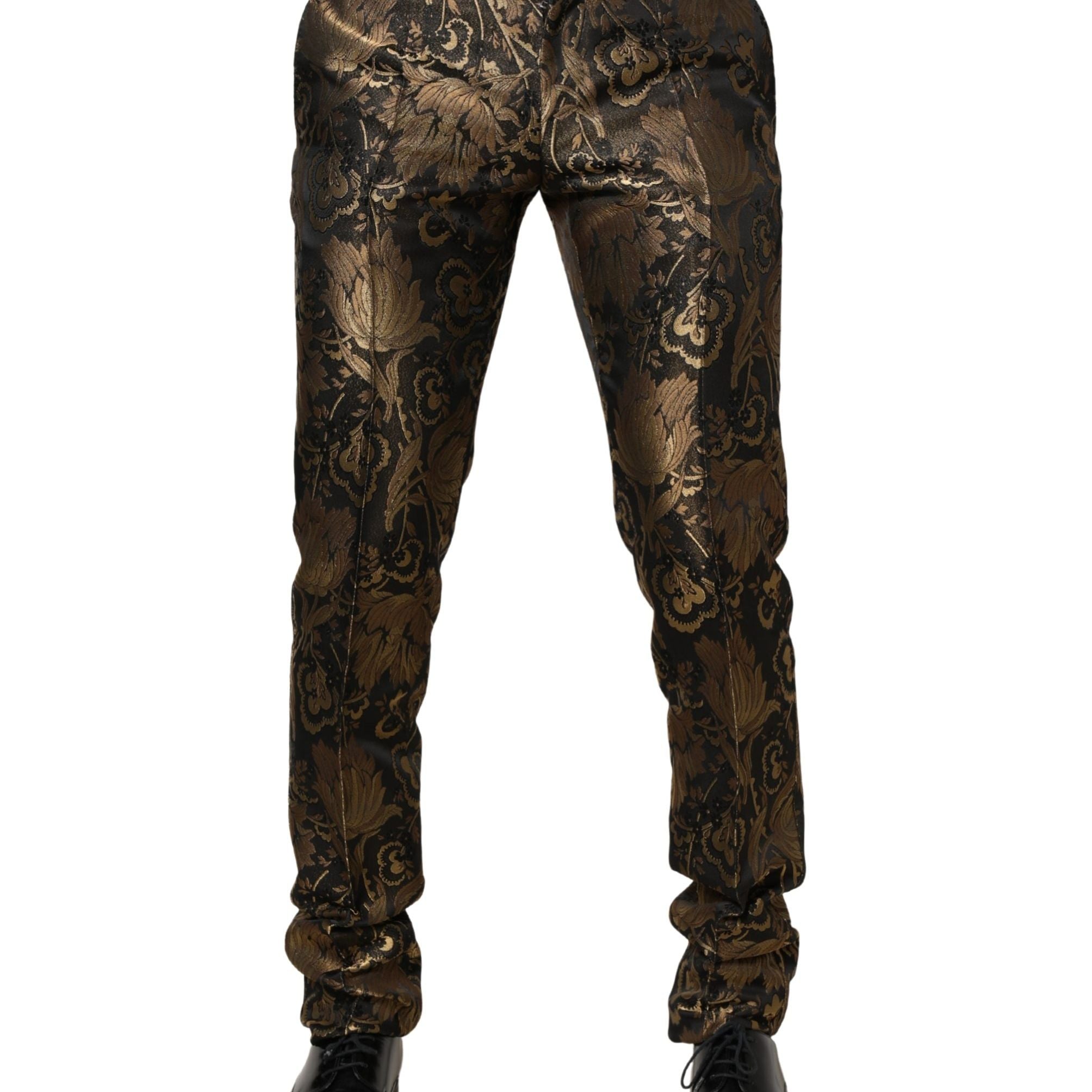 Dolce & Gabbana Gold Jacquard Dress Formal Men Trouser Pants