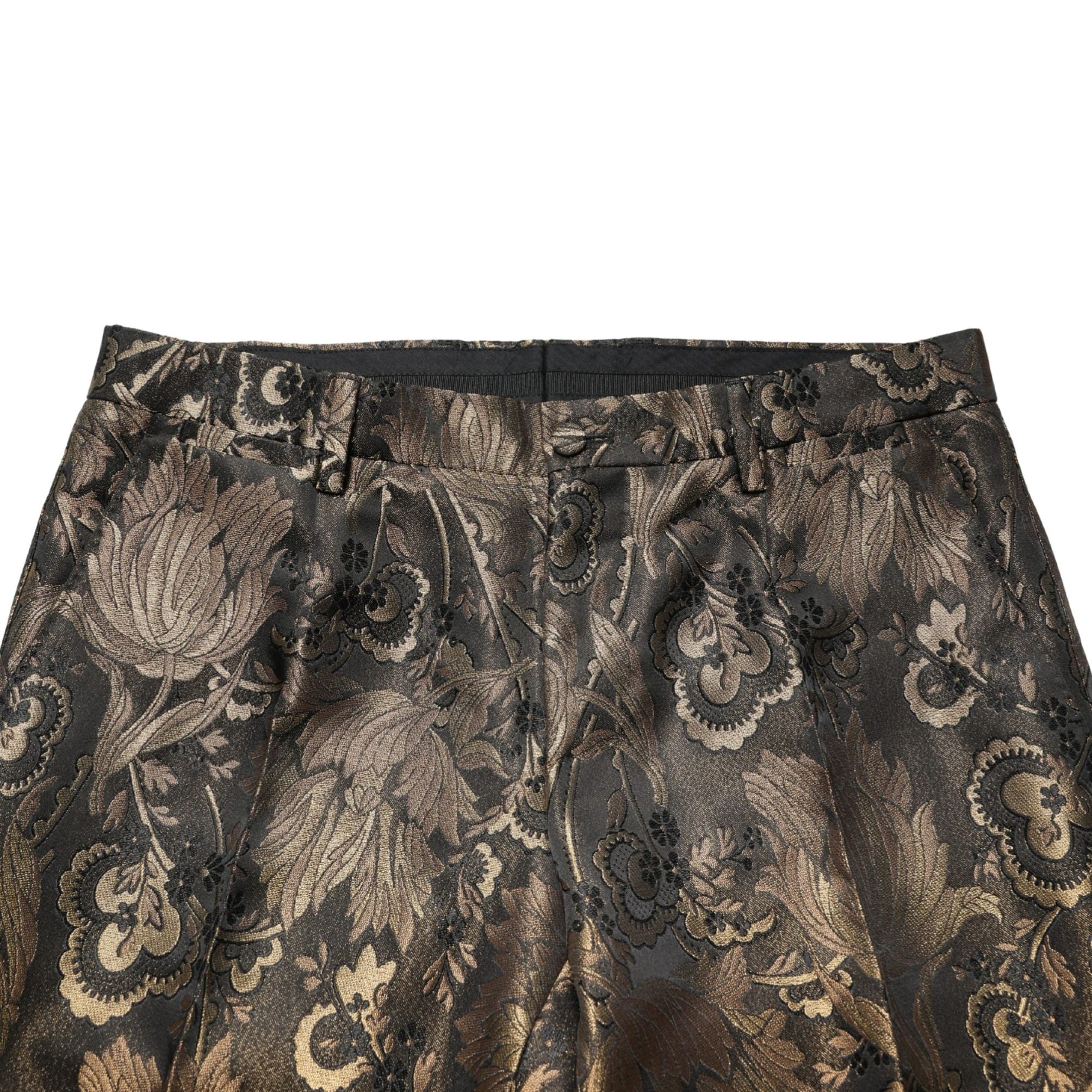 Dolce & Gabbana Gold Jacquard Dress Formal Men Trouser Pants