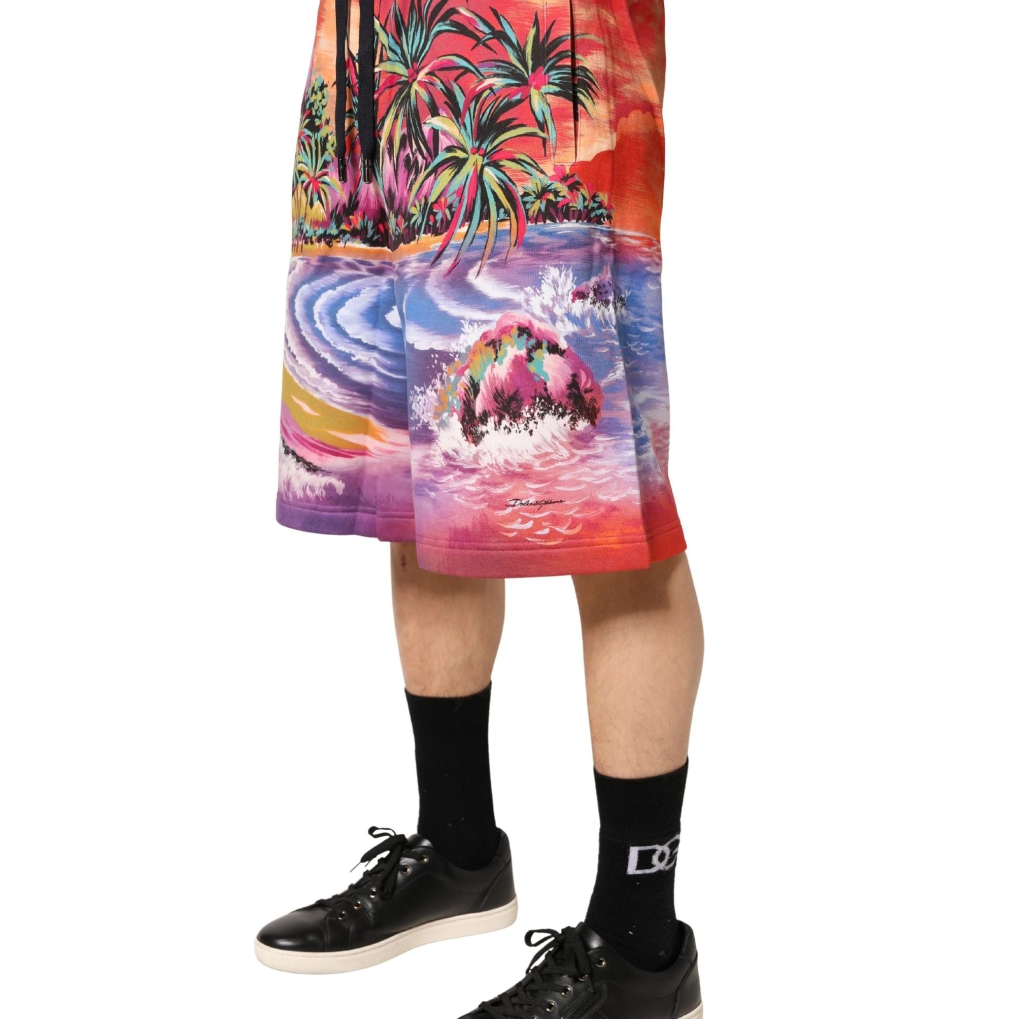 Dolce & Gabbana Multicolor Graphic Print Cotton Bermuda Shorts
