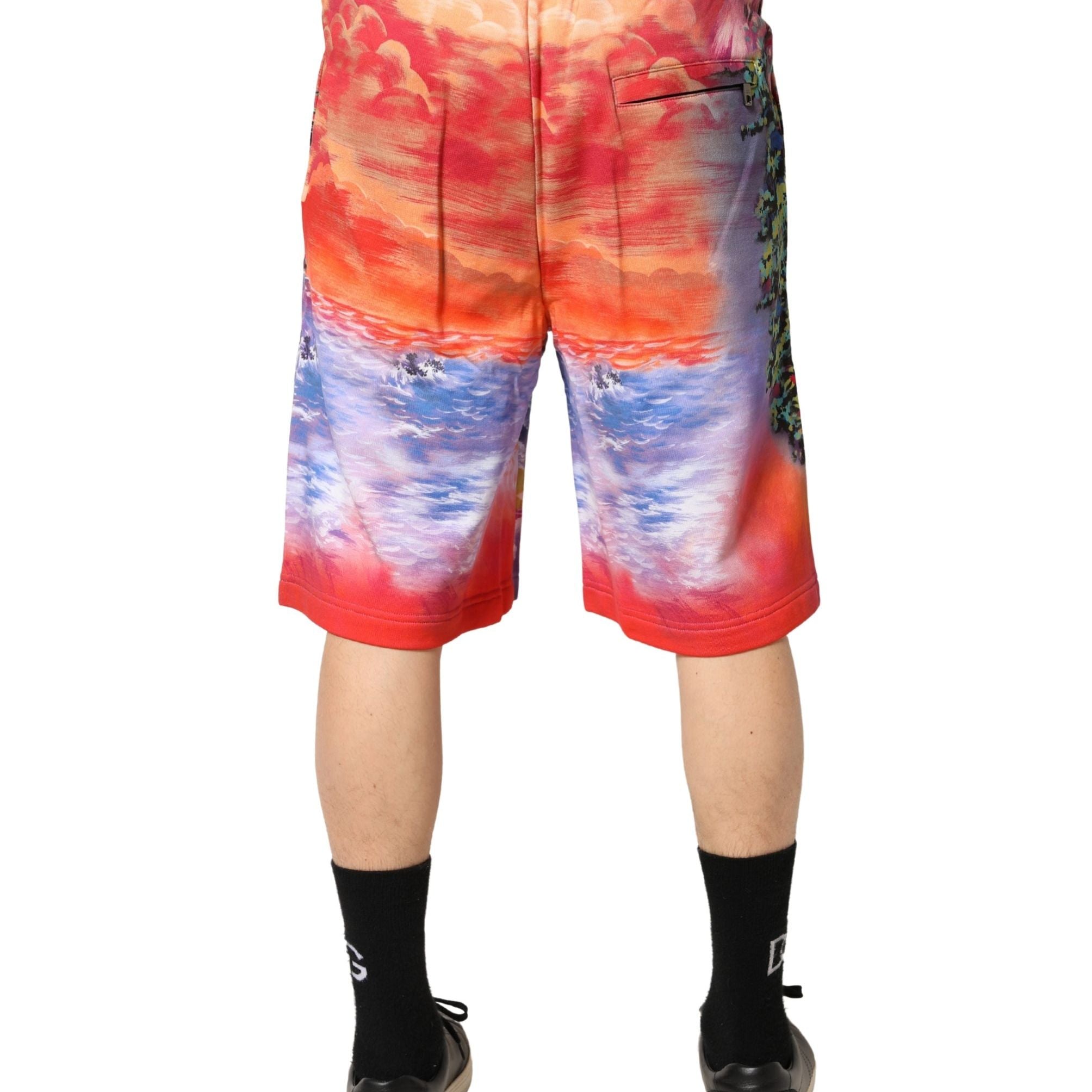 Dolce & Gabbana Multicolor Graphic Print Cotton Bermuda Shorts