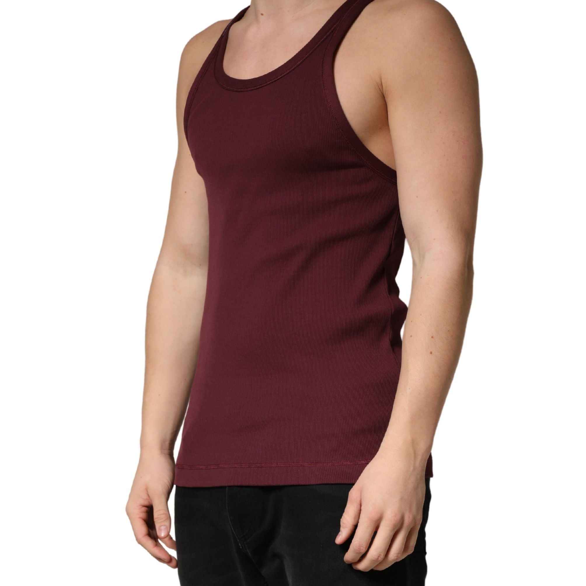 Dolce & Gabbana Maroon Sleeveless Round Neck Tank Top T-shirt