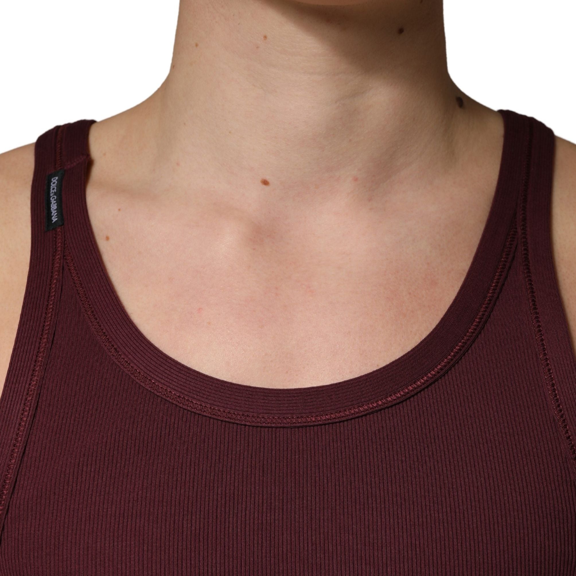 Dolce & Gabbana Maroon Sleeveless Round Neck Tank Top T-shirt