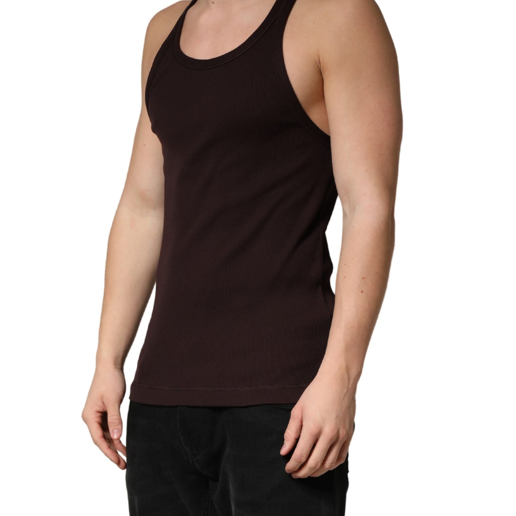 Dolce & Gabbana Brown Sleeveless Round Neck Tank Top T-shirt