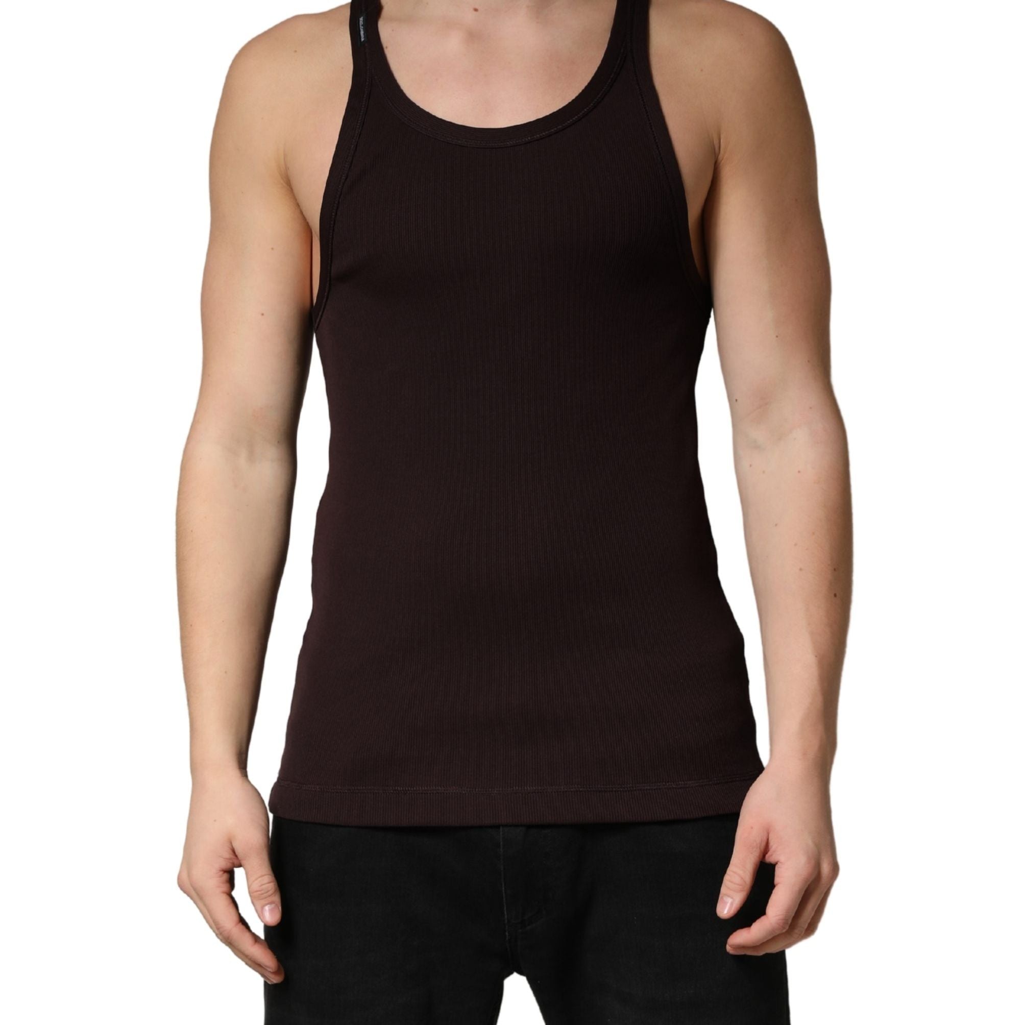 Dolce & Gabbana Brown Sleeveless Round Neck Tank Top T-shirt
