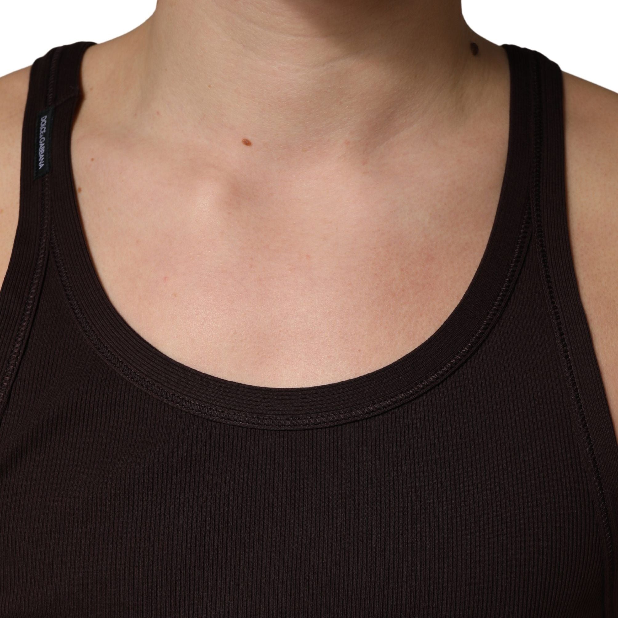 Dolce & Gabbana Brown Sleeveless Round Neck Tank Top T-shirt