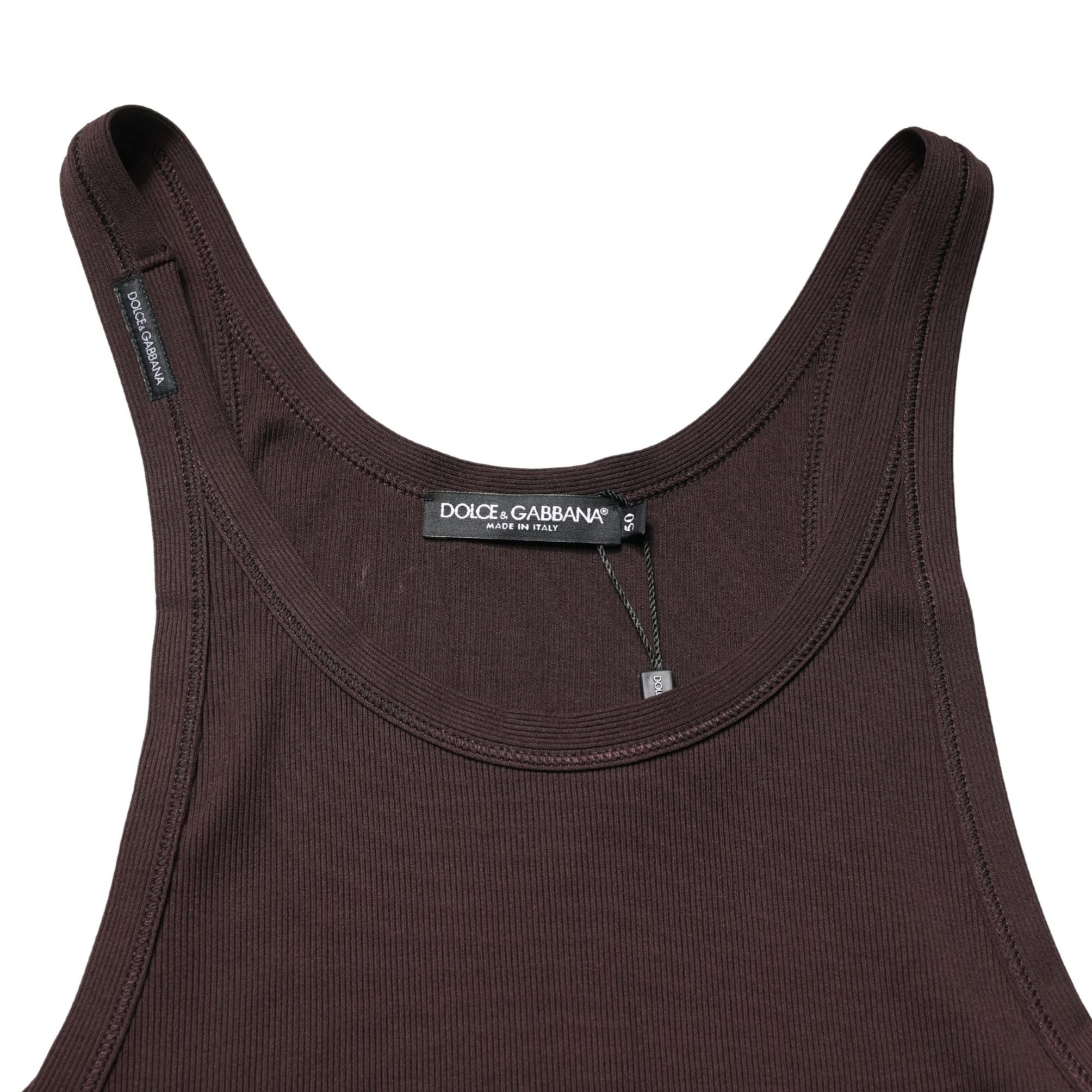 Dolce & Gabbana Brown Sleeveless Round Neck Tank Top T-shirt