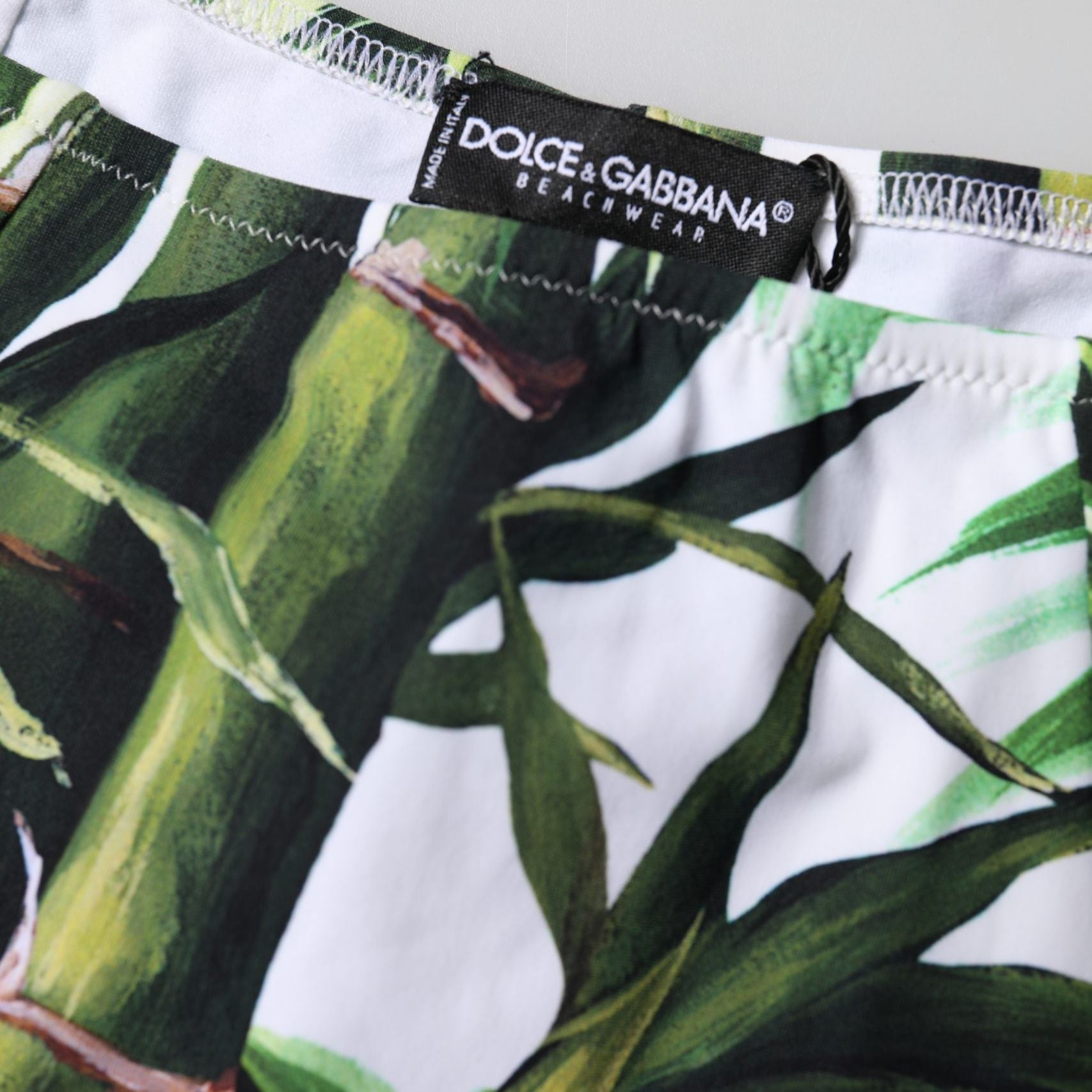 Dolce & Gabbana Green Leaf Print High-Waisted Girdle Underwear