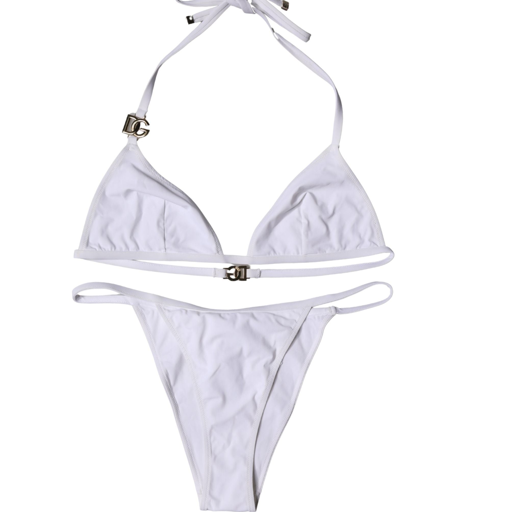 Dolce & Gabbana White Logo Swimsuit 2 Piece Top Bottom Swimwear