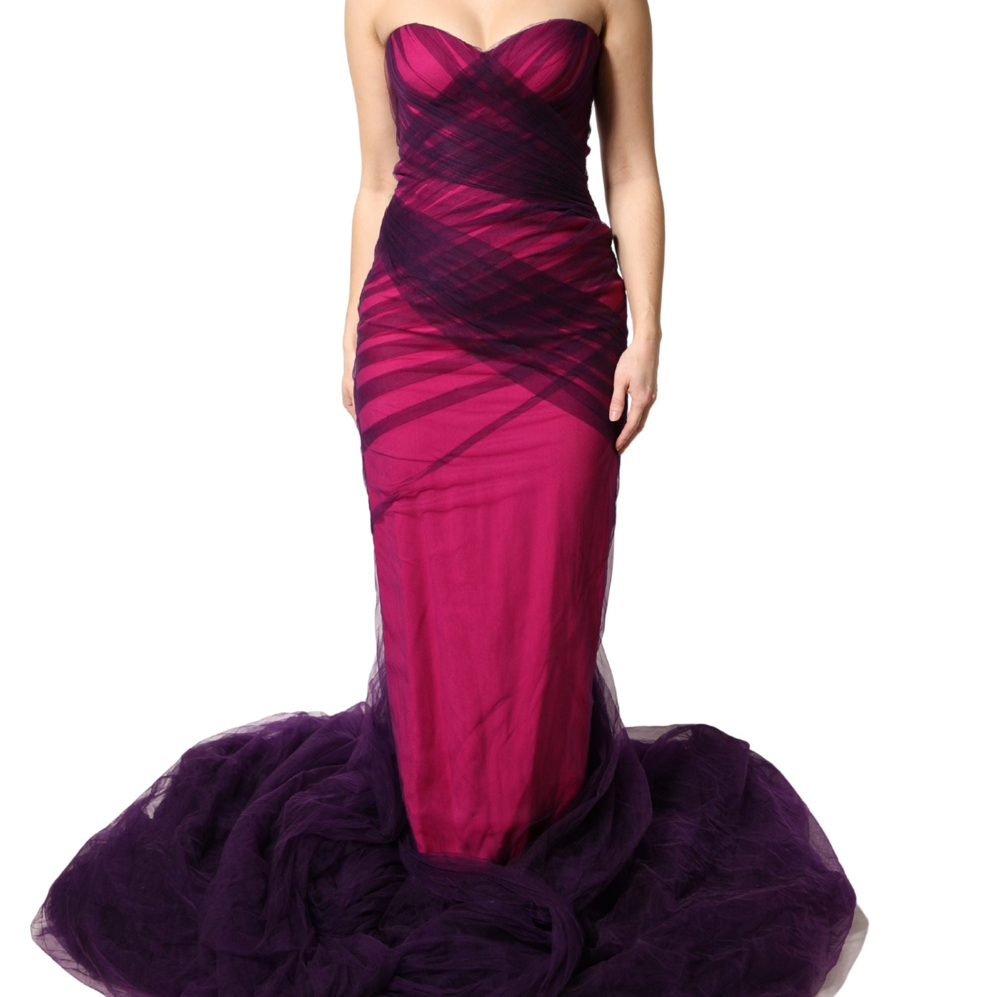 Dolce & Gabbana Pink Black Strapless Sheath Mermaid  Dress