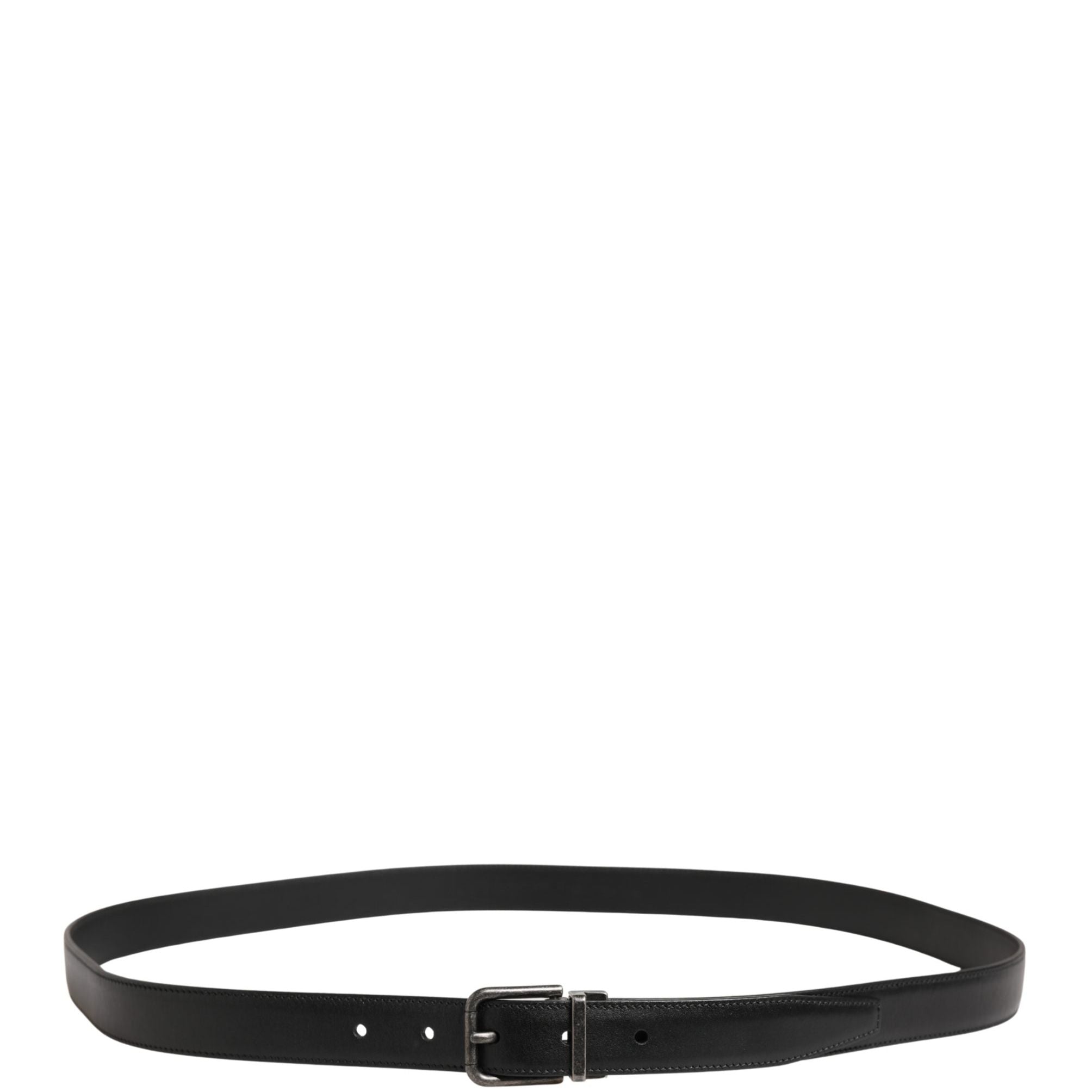 Dolce & Gabbana Men Black Classic Leather Metal Buckle Belt
