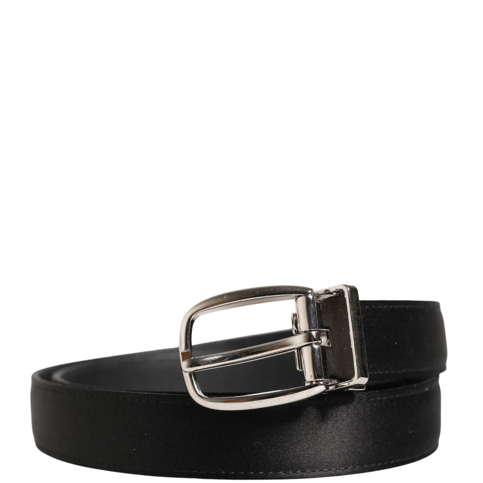 Dolce & Gabbana Men Black Classic Leather Metal Buckle Belt