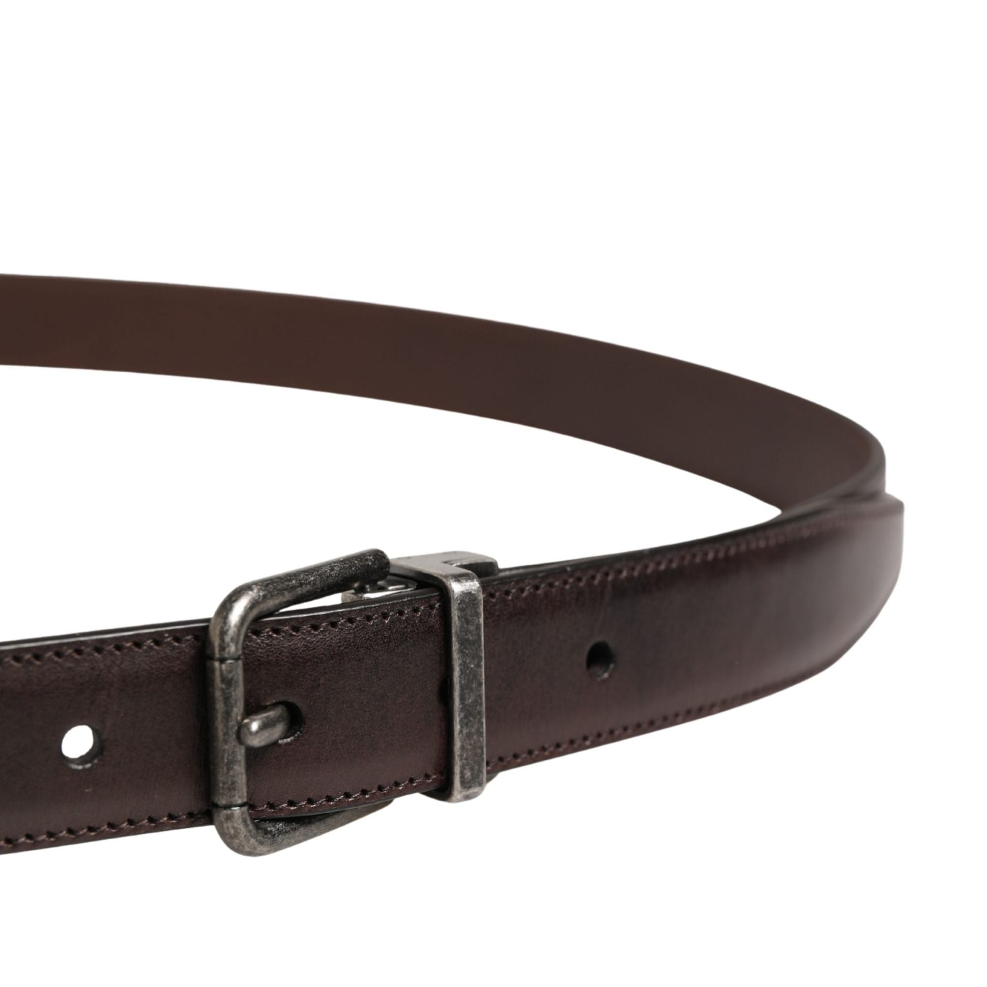 Dolce & Gabbana Men Brown Classic Leather Metal Buckle Belt