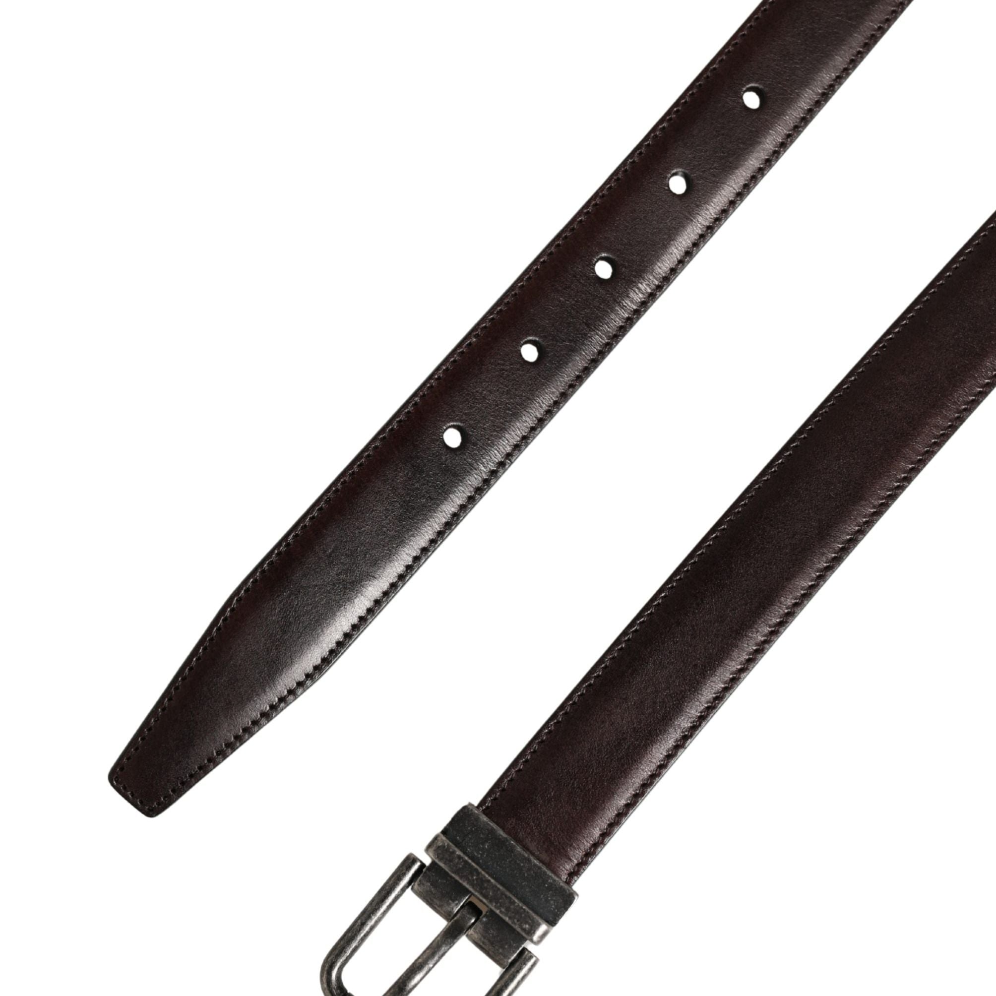 Dolce & Gabbana Men Brown Classic Leather Metal Buckle Belt